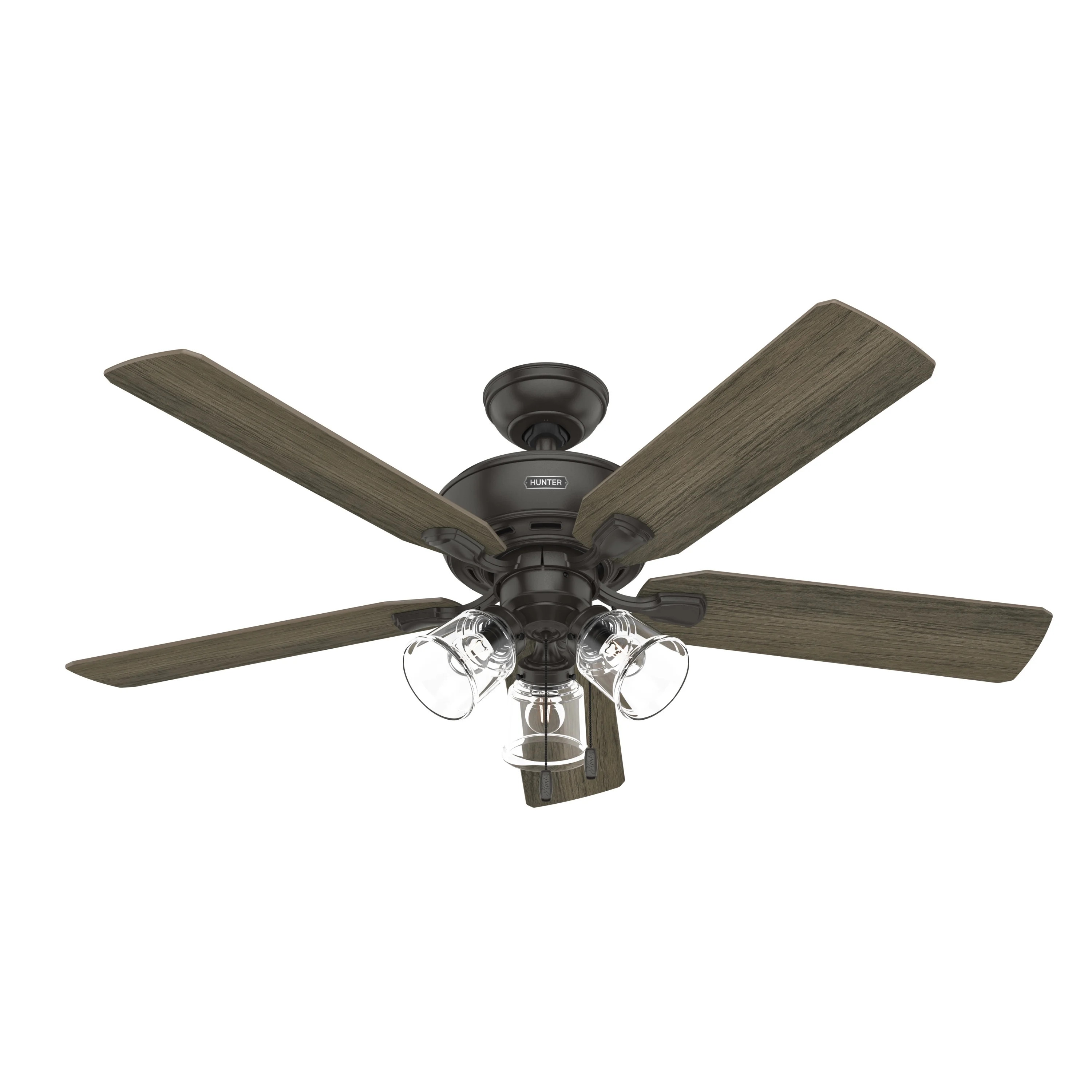 HUNTER - 52345 - Hunter 52 inch Rosner Noble Bronze Ceiling Fan with LED Light Kit and Pull Chain