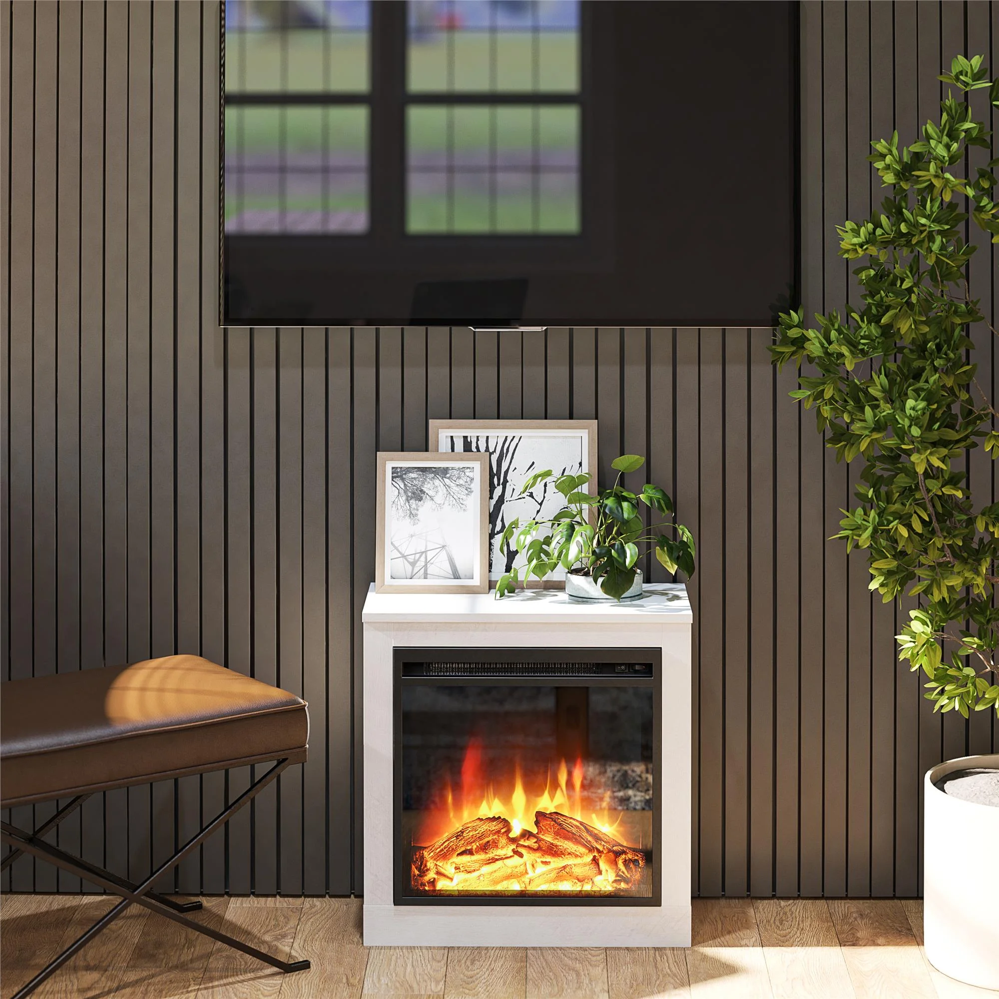 Ameriwood Home Fairland Fireplace Mantel, Ivory Oak