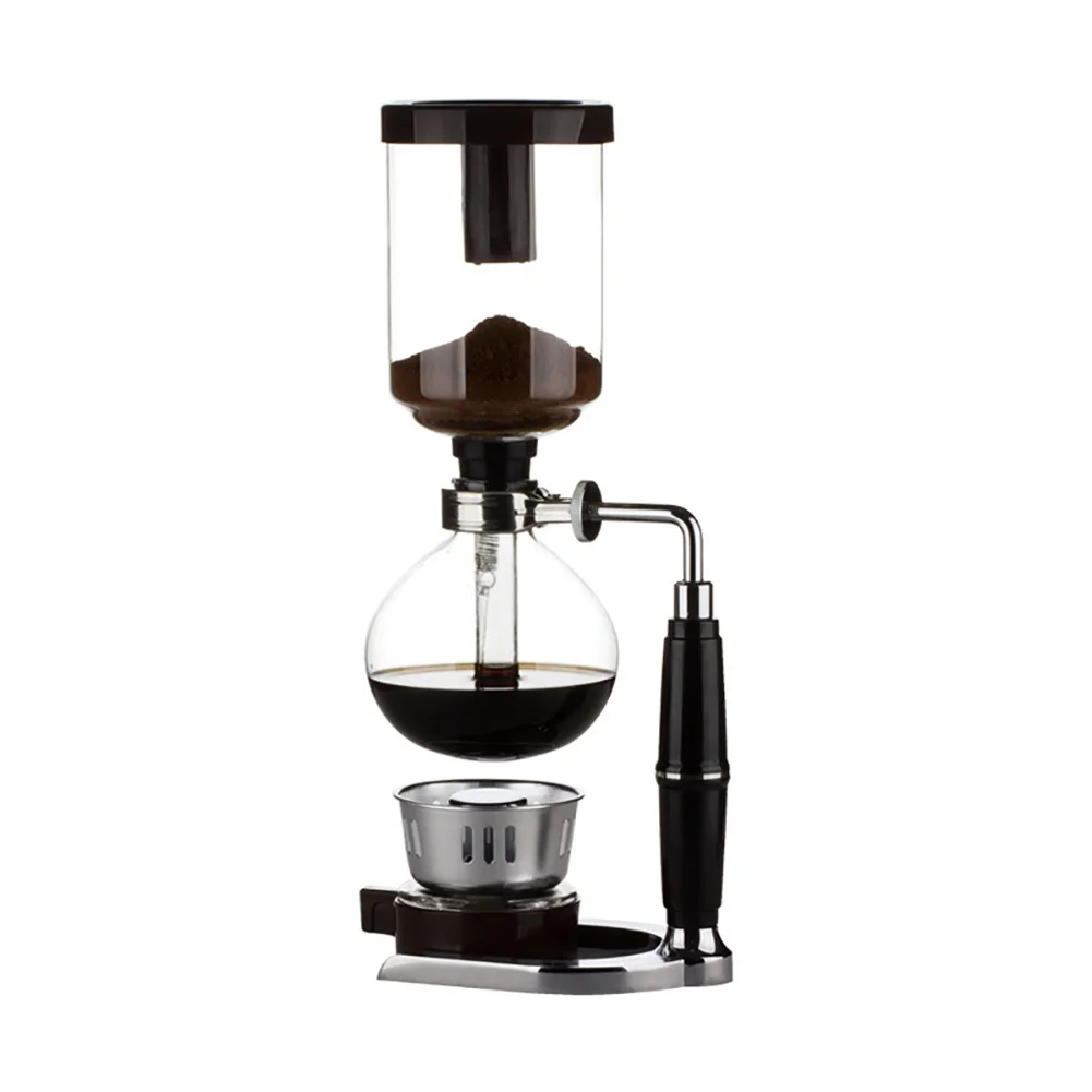Anvazise Coffee Machine,Glass Pot Home DIY Filter Manual Siphon Coffeemaker Black 500ML