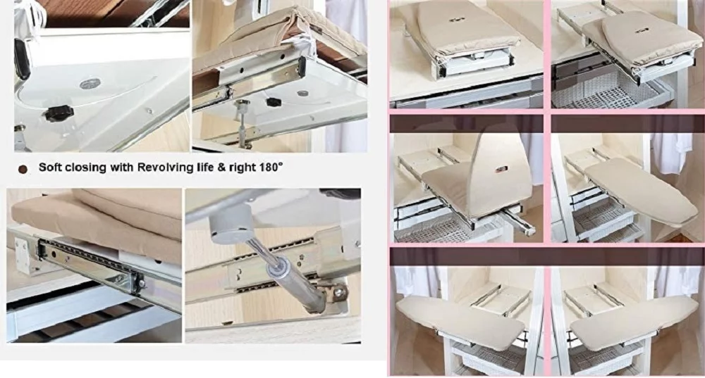 i Kito Hideaway Ironing Board Cabinet, Retractable Closet Ironing Board Beige