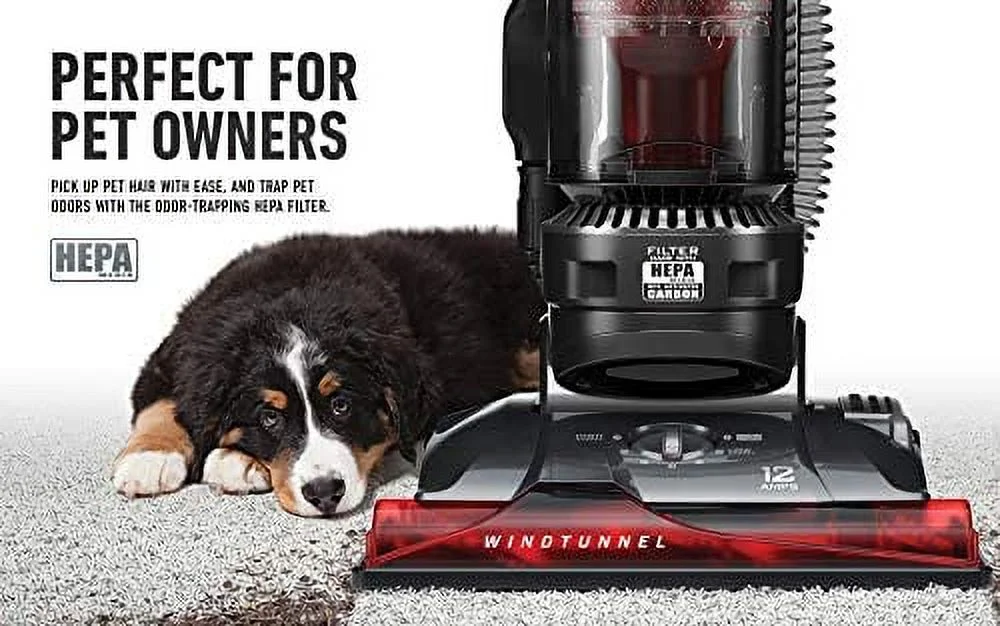 Hoover WindTunnel 3 Max Performance Upright Vacuum Cleaner, HEPA Media Filtration and Powerful Suction for Pet Hair, UH72625, Red
