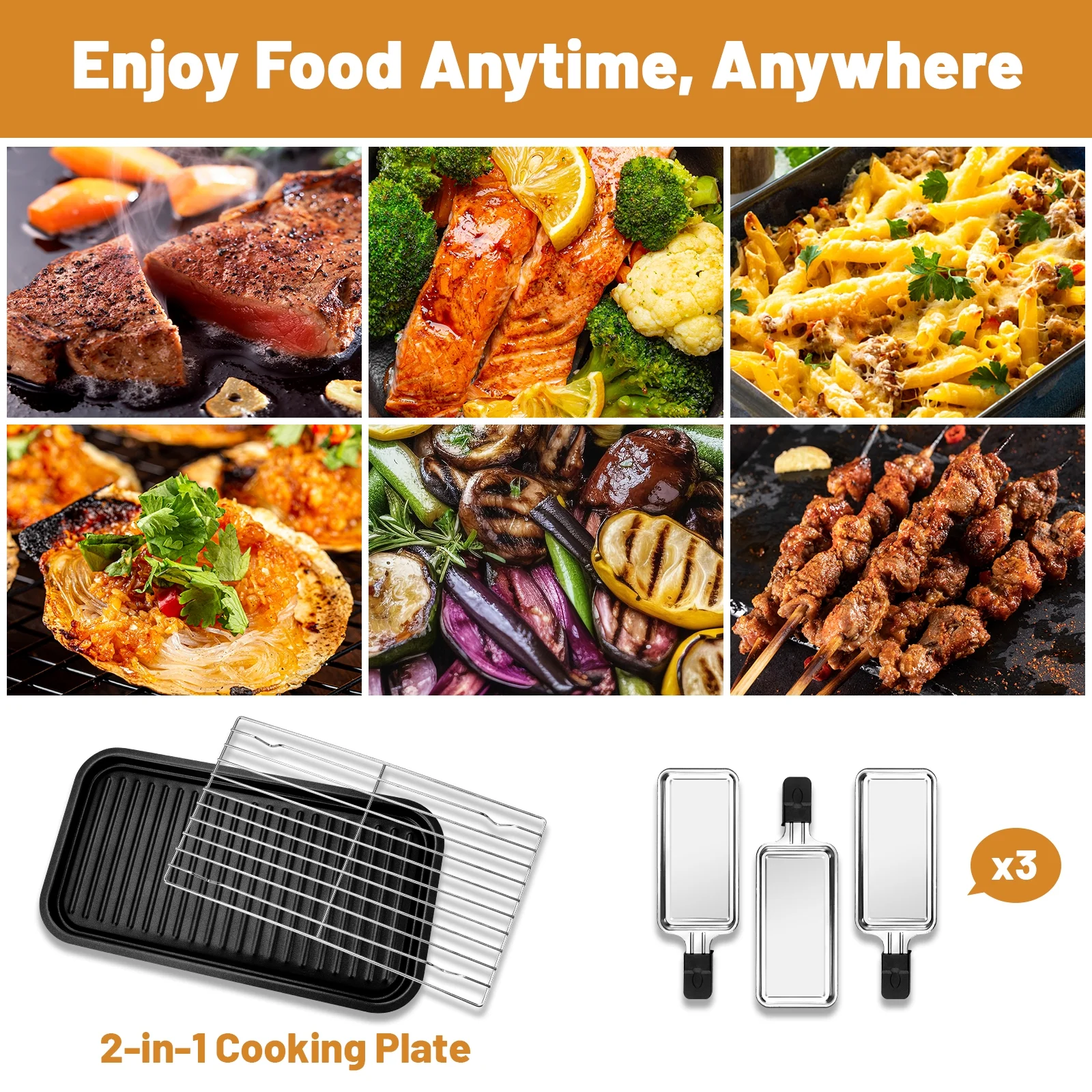 Indoor Grill Electric Smokeless, Indoor Grills for Kitchen with Non-Stick Cooking Removable Plate, Portable Korean BBQ Grill with Removable Temperature Control, 1500W