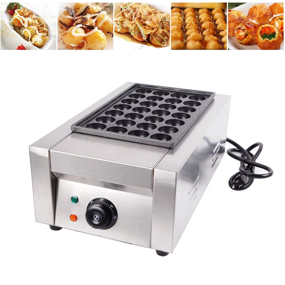INTBUYING Electric Takoyaki Maker Commercial Japanese Takoyaki Machine Fish Ball Grill 28pcs/ time