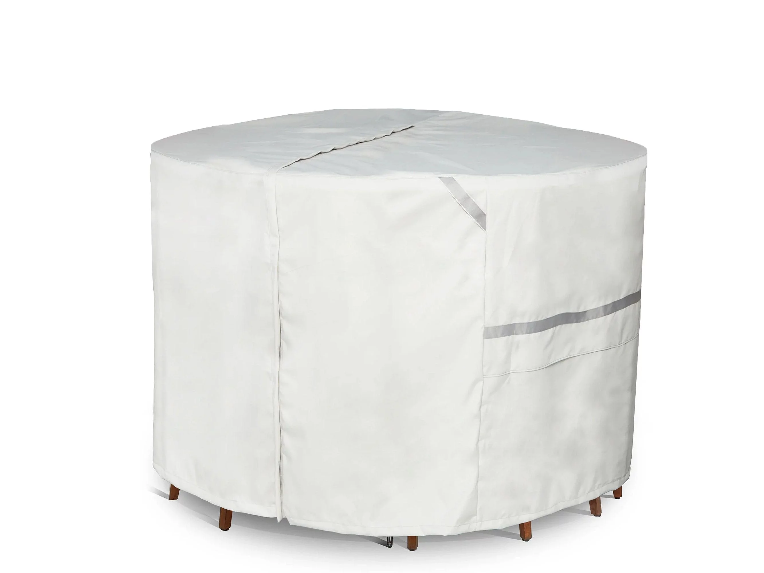 Covermates Round Dining Table/Chair Set Cover - Premium Polyester, Weather Resistant, Drawcord Hem, Center Hole for an Umbrella, Patio Table Covers, 86DIAMETER x 40H, Clay
