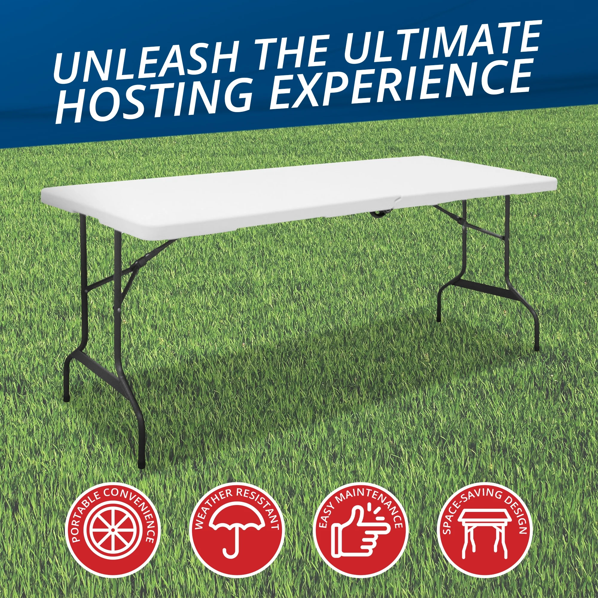 Folding Chair 30 x 72 Inch Powder Coated Deluxe Foldable Banquet Table