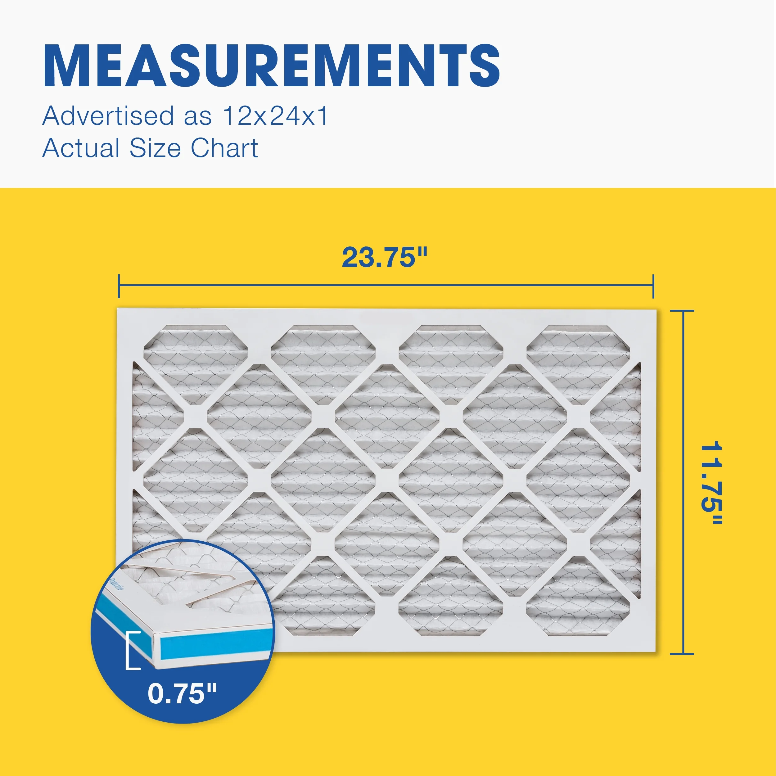 12x24x1 AC and Furnace Air Filter by Aerostar - MERV 13, Box of 6