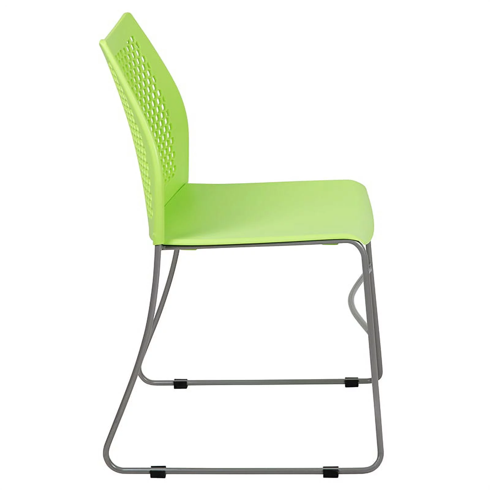 Flash Furniture HERCULES Series 661 lb. Capacity Green Stack Chair with Air-Vent Back and Gray Powder Coated Sled Base