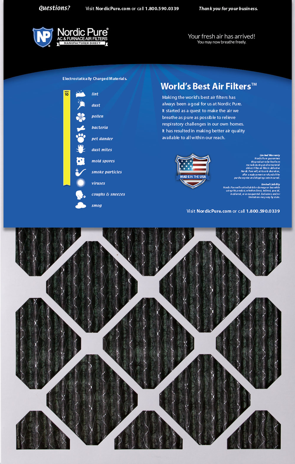 16x30x1 (15_3/4x29_11/16) Furnace Air Filters MERV 10 Pleated Plus Carbon 6 Pack