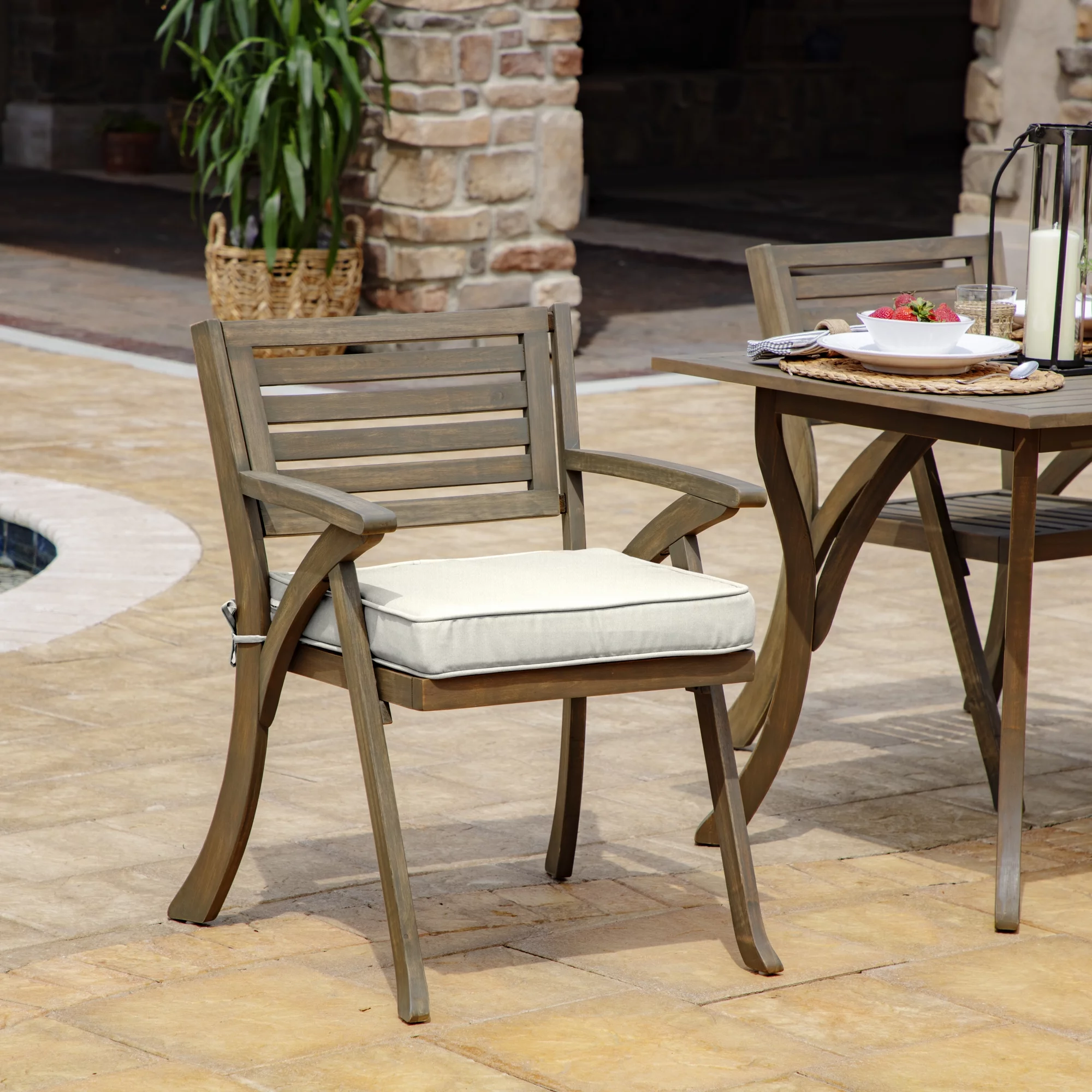 Arden Selections ProFoam 20 x 20 in Outdoor Dining Seat Cushion Cover, Sand Cream