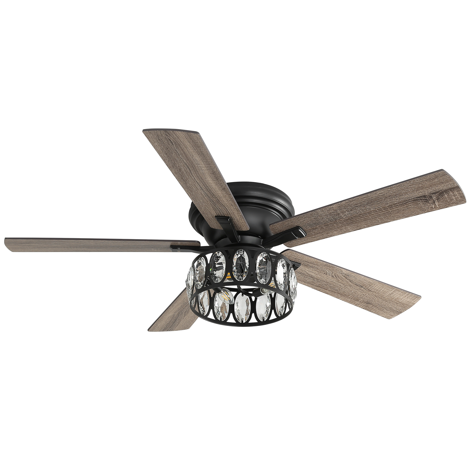 52' Matte Black 5-Blade Ceiling Fan with Light Kit and Remote, Reverse Airflow