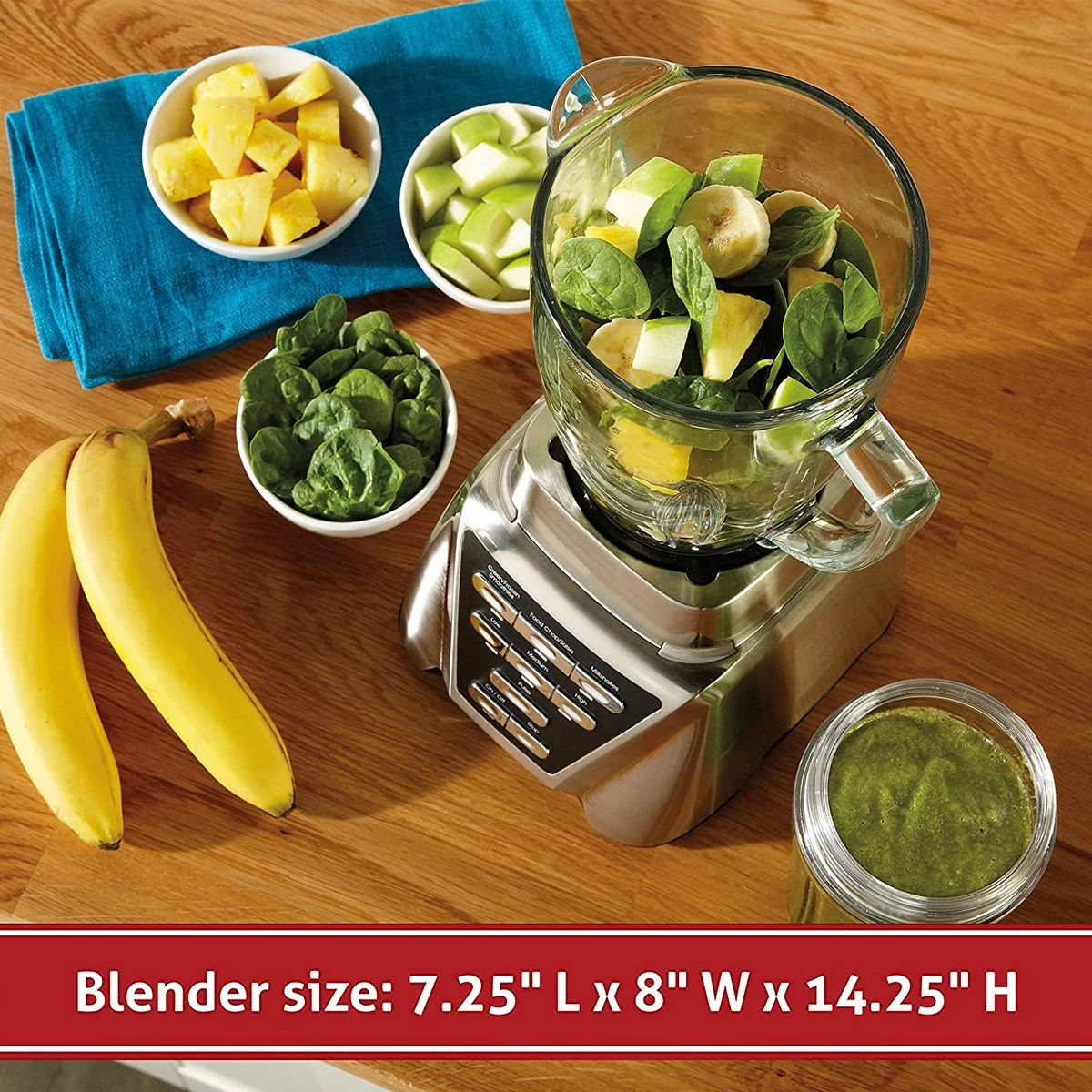 Kitchen Countertop Blender - for Salsas Shakes & Smoothies With Glass Jar & 24-Ounce Smoothie Cup (Silver)