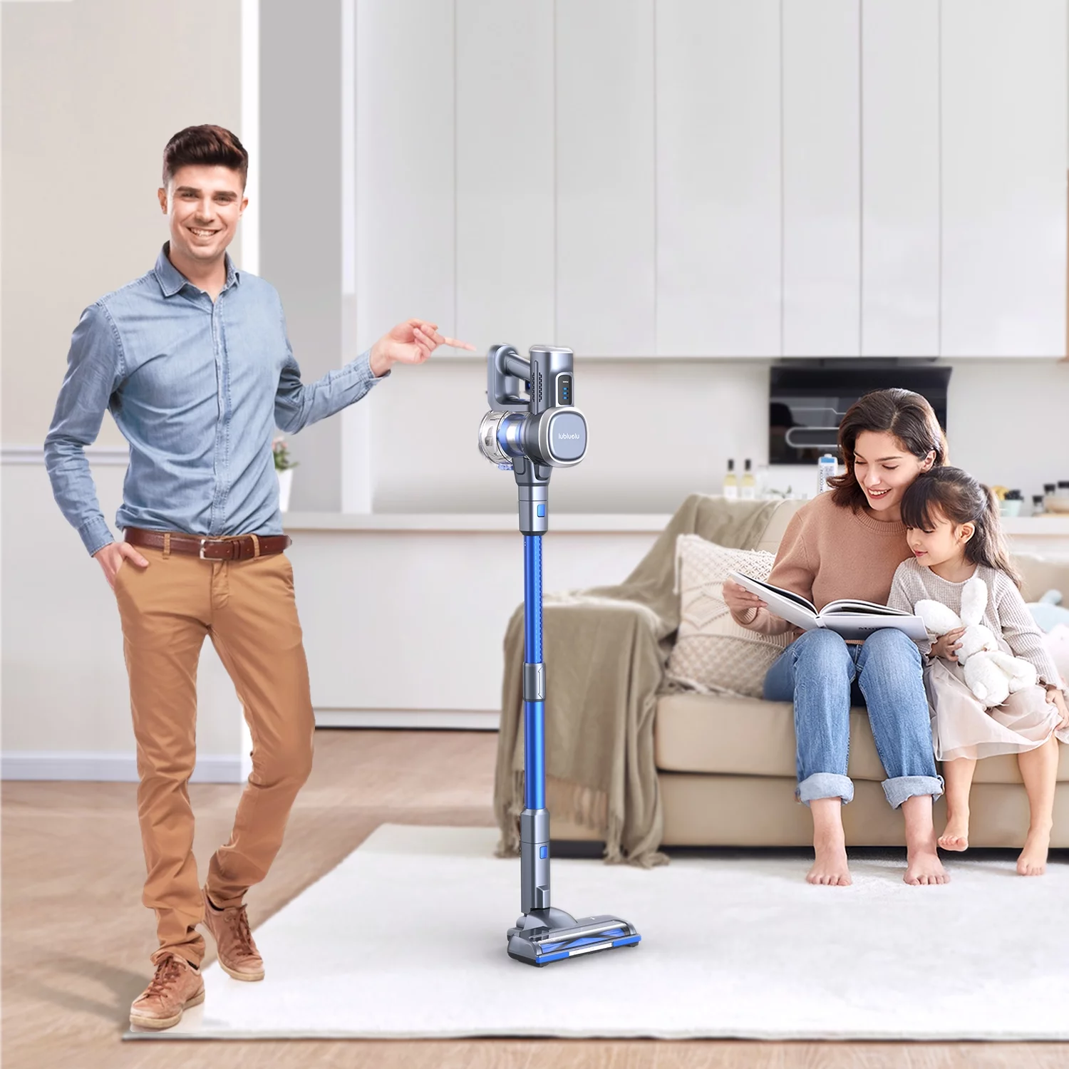 Cordless Vacuum 6-in-1 Lightweight Stick Vacuum Cleaner,25Kpa,Blue