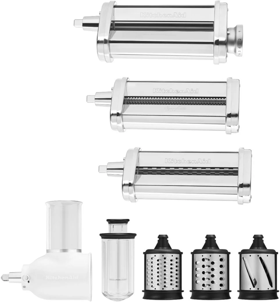 3-Piece Pasta Roller & Cutter Set and Fresh Prep Slicer/Shredder Attachment - KSMVSPR - Silver