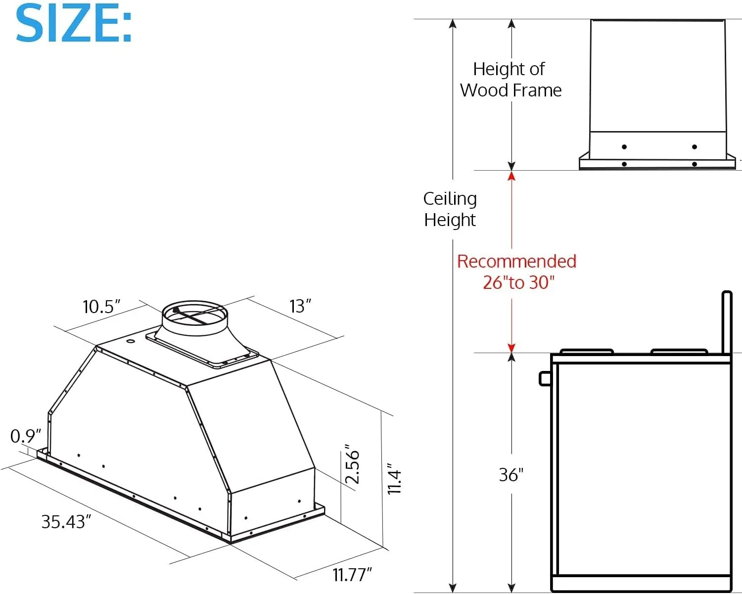 IKTCH 36 inch Built-in/Insert Range Hoods 900 CFM, Ducted/Ductless Convertible Duct, Stainless Steel Kitchen Vent Hood with 4 Speed Gesture Sensing&Touch Control Panel