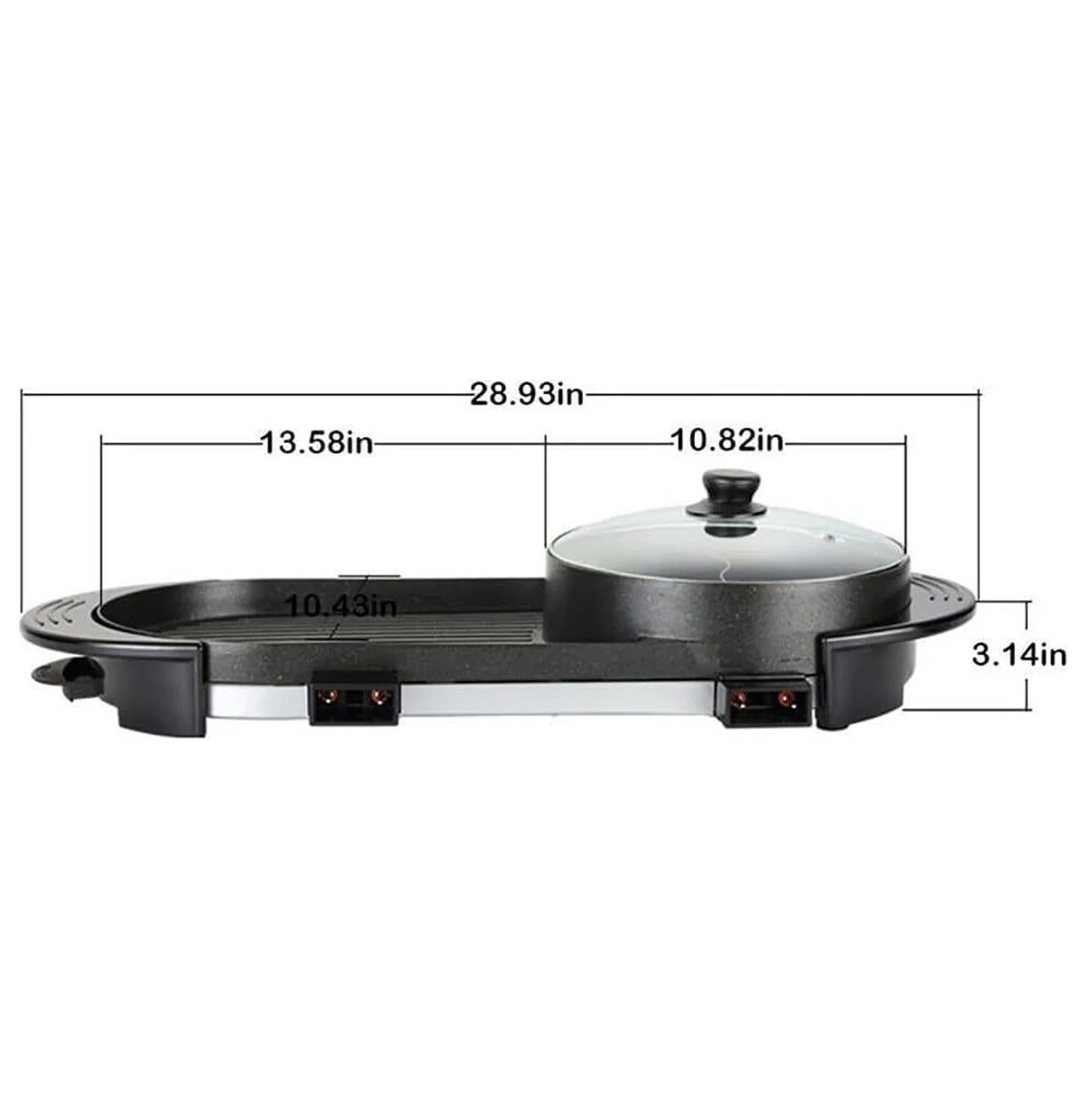 BULYAXIA Hot Pot with Grill 2 in 1 Indoor 1500W Smokeless Large Capacity Electric Non Stick BBQ Grill Shabu with Separate Dual Temperature Contral for 2-12 People Household Dinner and Party