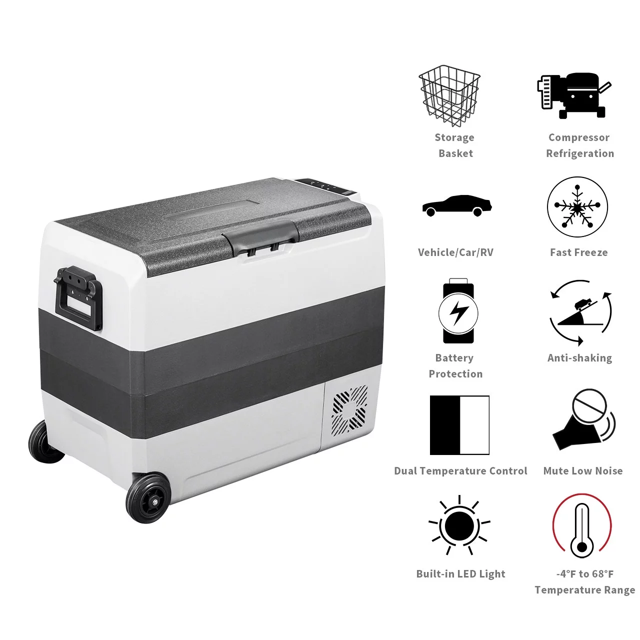Alpicool T60 Dual Temperature Control 12 Volt Refrigerator 63 Quart(60 Liter), Portable Car Fridge Freezer (-4F~68F) for Truck, RV, Boat, Camping and Travel, 12/24V DC and 100-240V AC