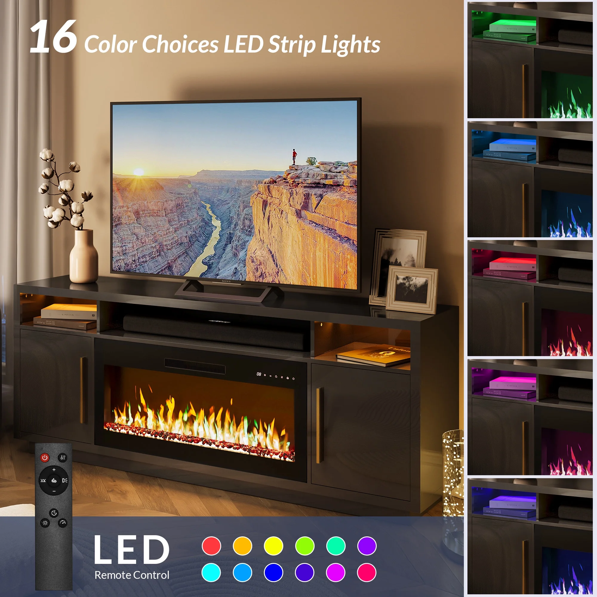 BELLEZE Fireplace TV Stand for TVs Up To 75