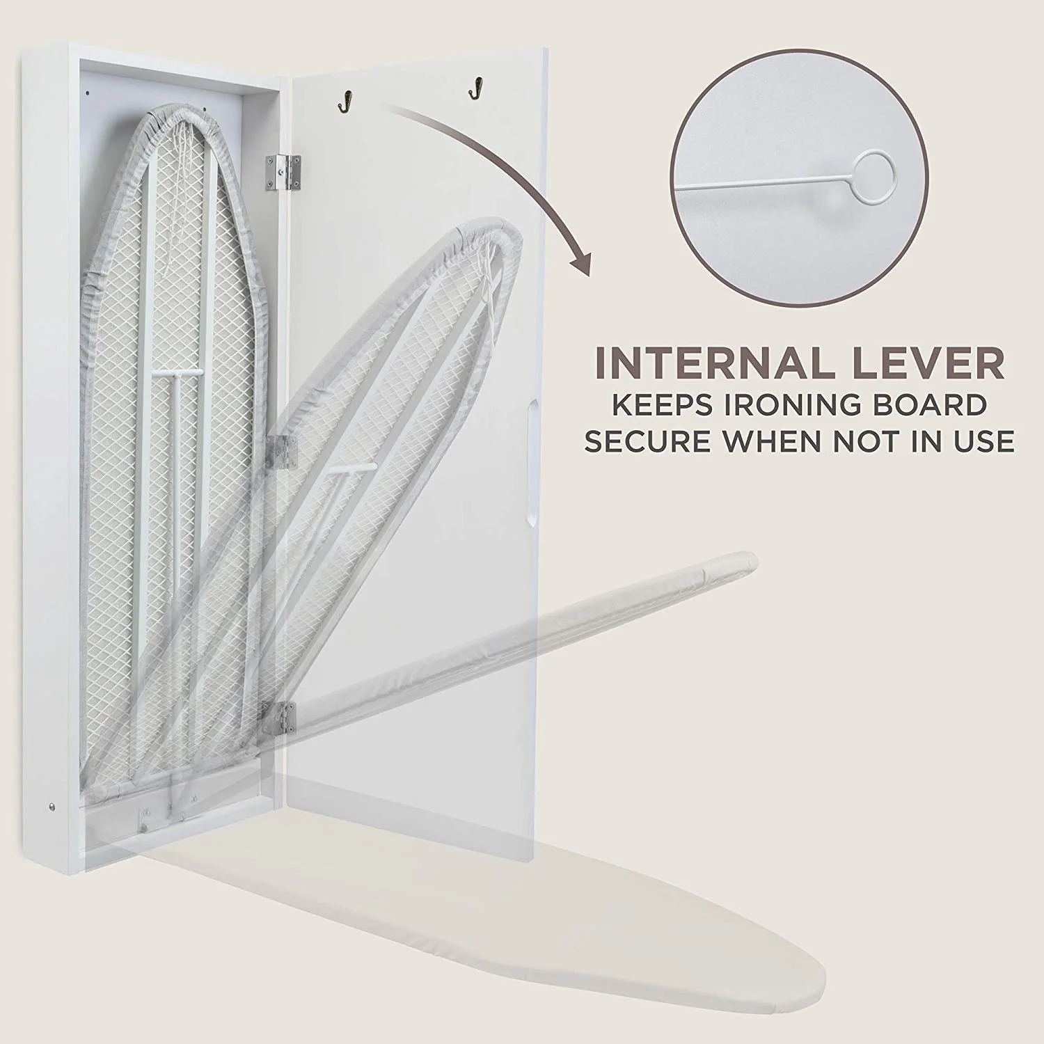 Ivation Foldable Wall-Mounted Ironing Board, Iron Board W/Farmhouse Door, White
