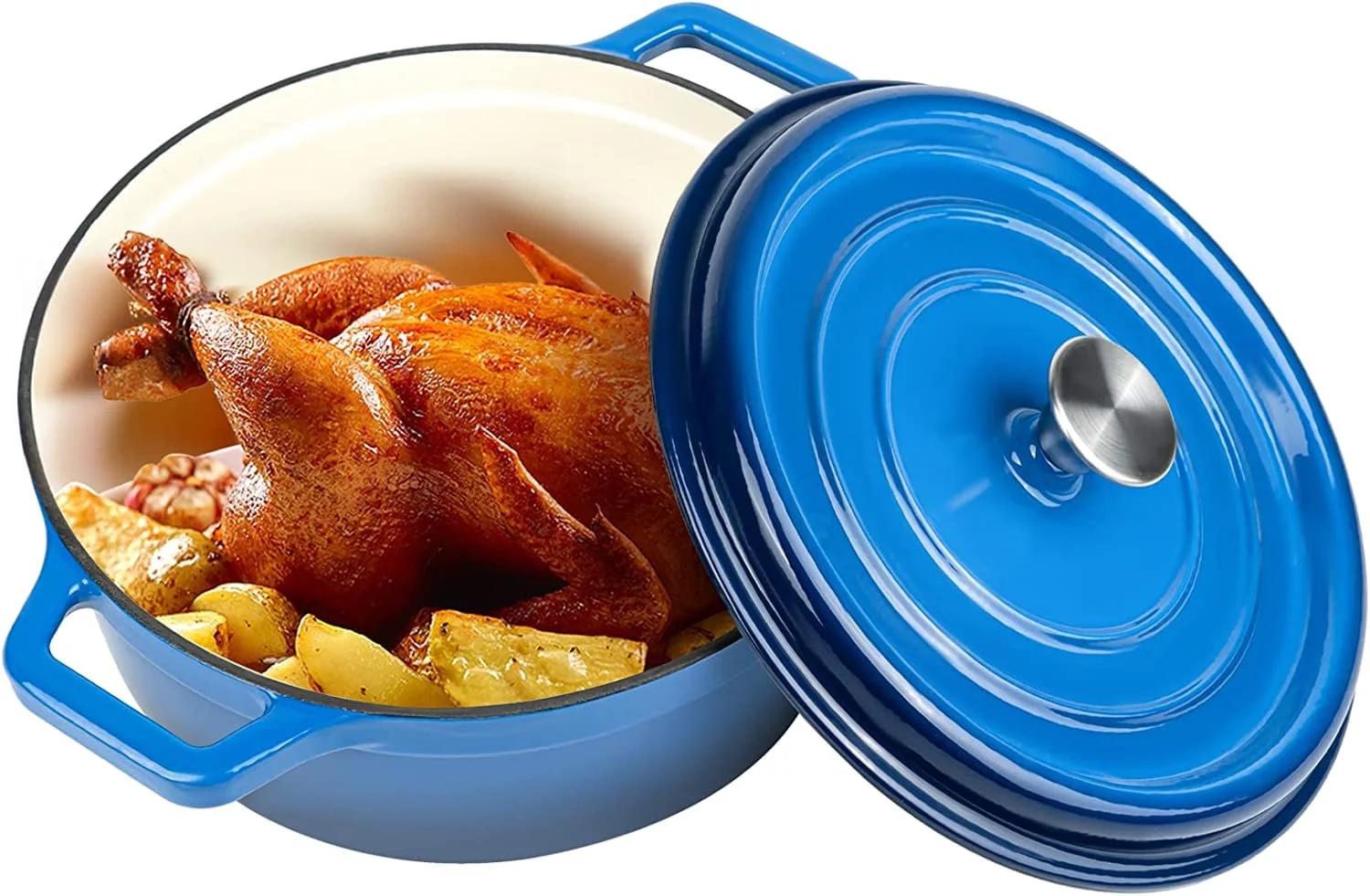 Hawsaiy 6.5 QT Enameled Dutch Oven Pot with Lid, Cast Iron, Dual Handles for Bread Baking, Cooking, Non-Stick Enamel Coating