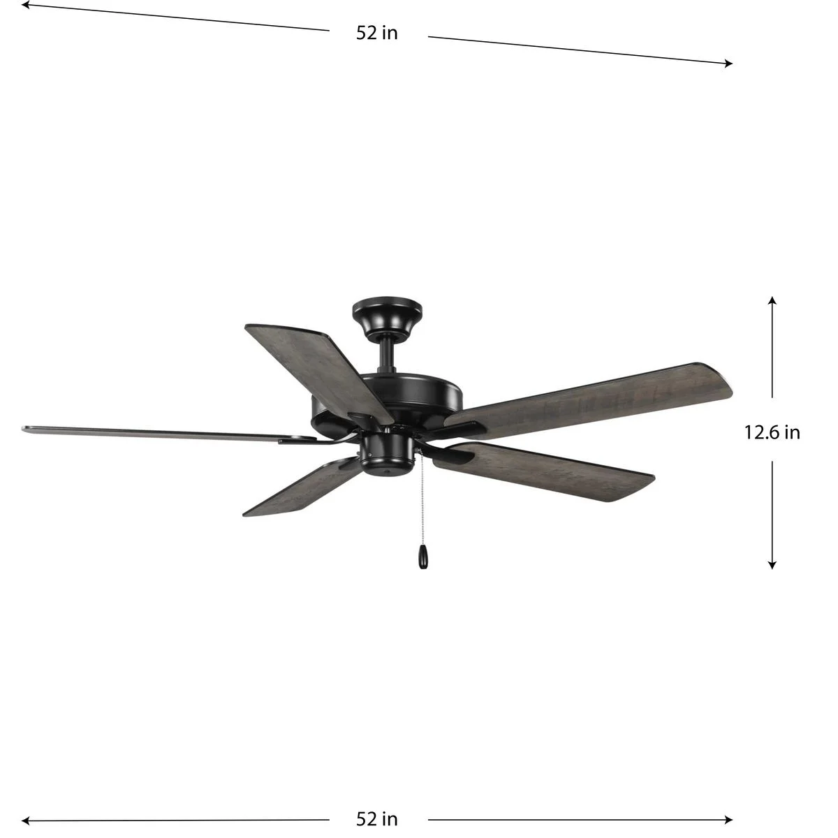 AirPro 52 in. Matte Black 5-Blade AC Motor Transitional Ceiling Fan