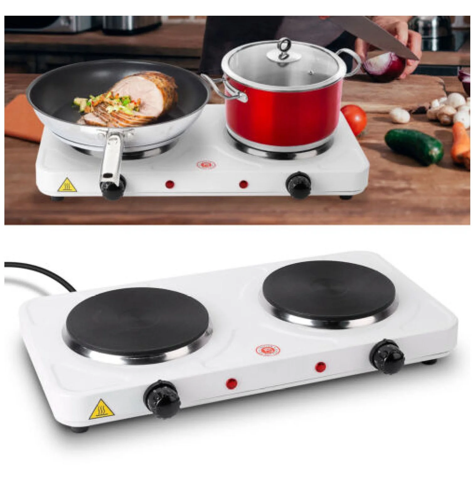 2000W Portable Kitchen Electric Double Burner Hot Plate Cooktop Cooking Stove