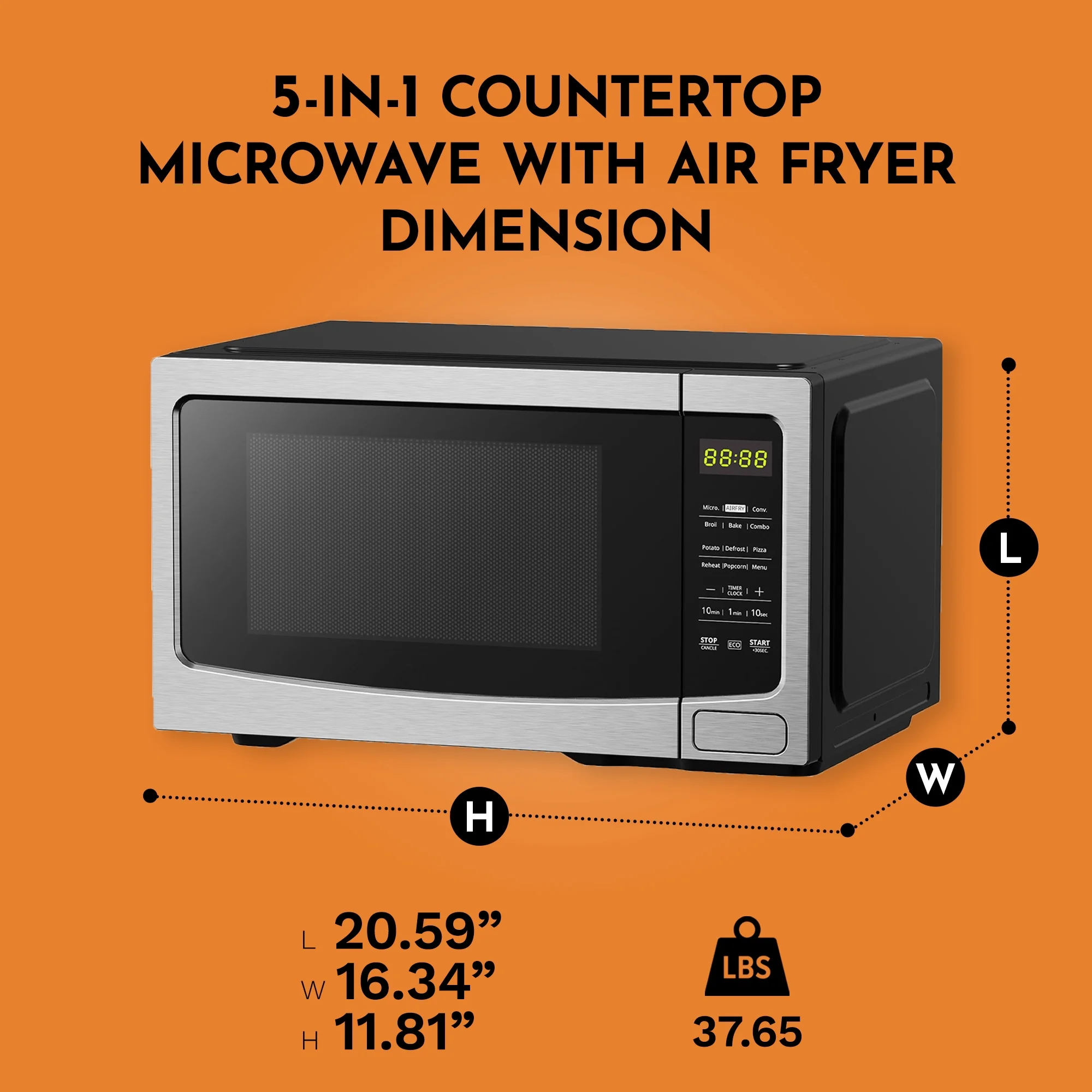 Open Box Black and Decker 5-In-1 Countertop Microwave with Air Fryer