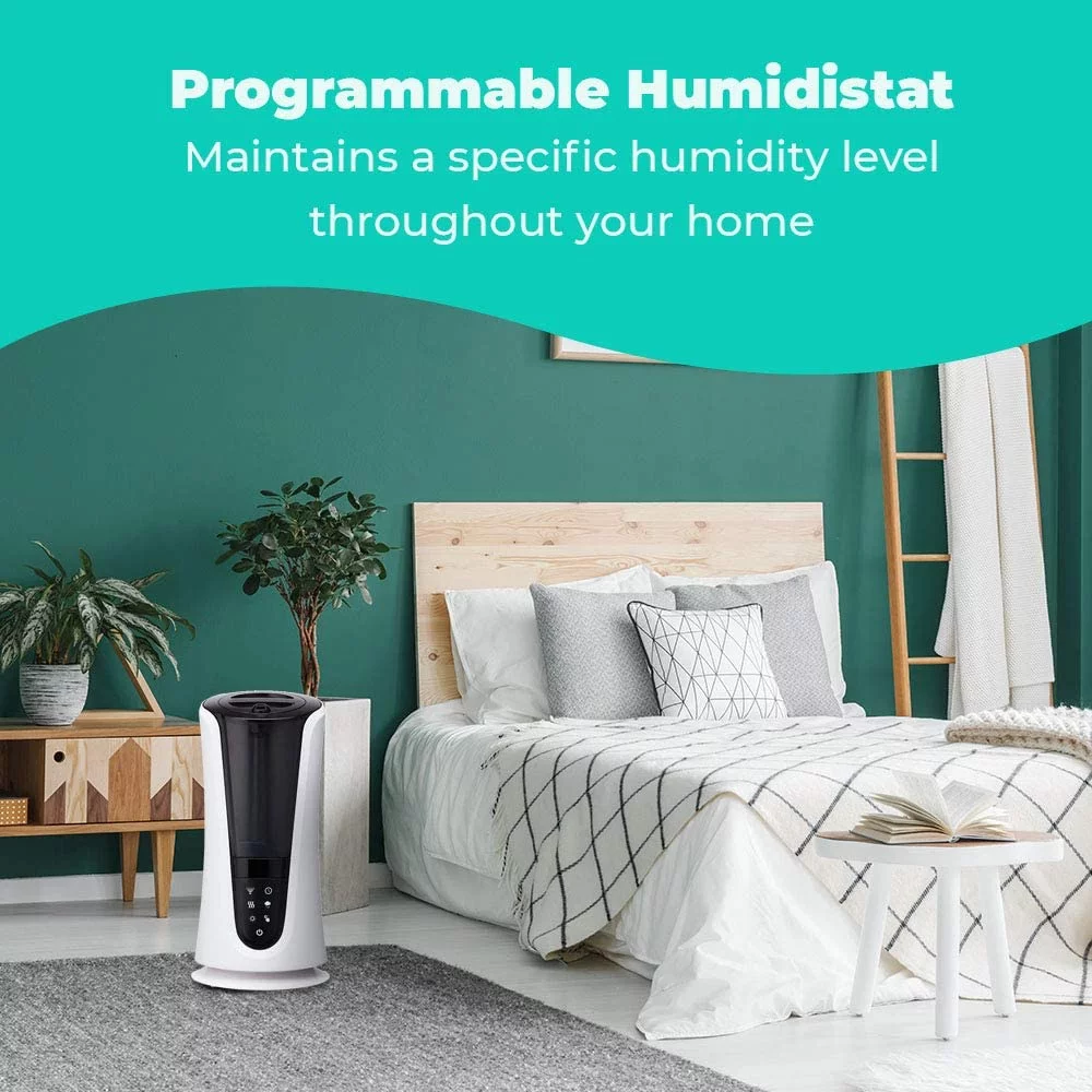 HoMedics Total Comfort Deluxe Warm & Cool Ultrasonic Humidifier, Top-Fill for Home, Programmable Humidistat with Night-Light, Automatic Shutoff and Aromatherapy