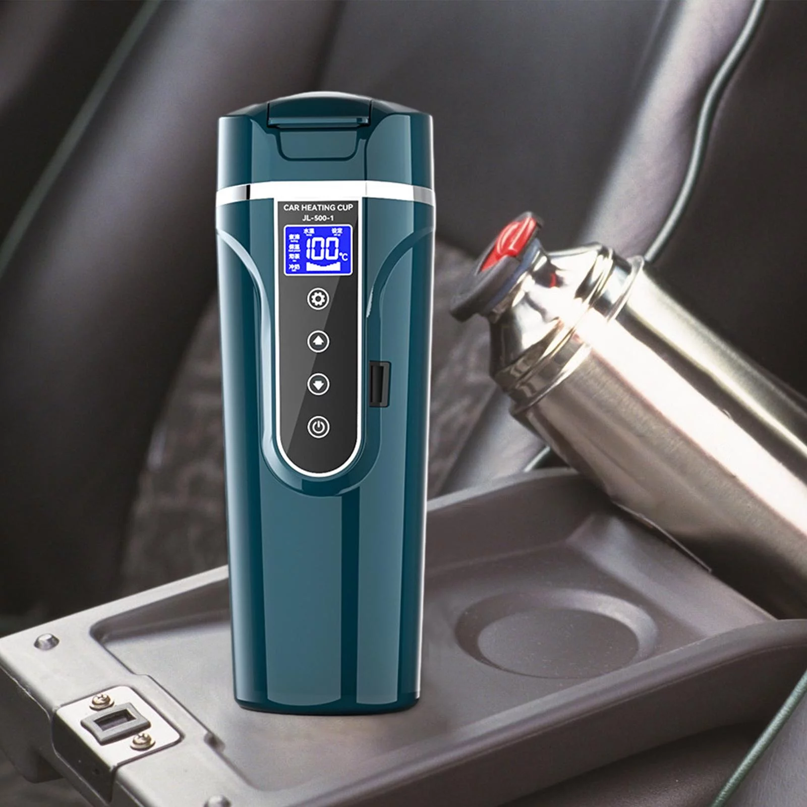Car Kettle Car Kettle Boiler 12V 24V Easy Cleaning Camping High Temperature Resistant Adjustable Durable Car Heating Cup Green