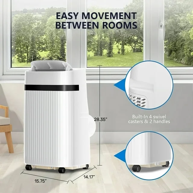 Auseo 8000 BTU (12000 BTU ASHRAE) 115V Portable Air Conditioner/Fan/Dehumidifier/Sleep Mode, Quite AC Unit with 24H Timer, Remote Control for Home