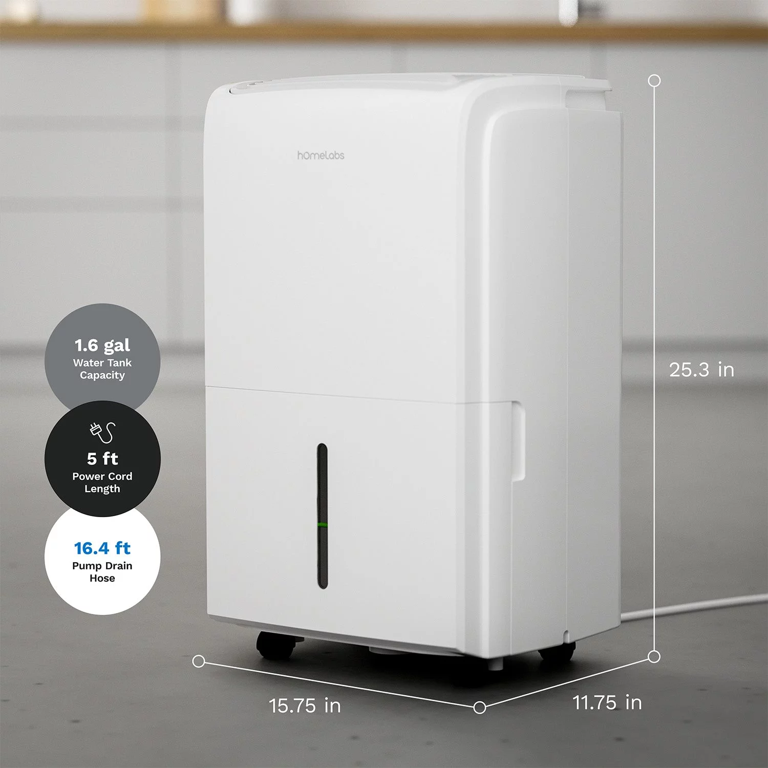 hOmeLabs 4000 Sq. ft. Energy Star Dehumidifier with Pump - Ideal for Large Rooms, Home Basements and Whole House - Powerful Moisture Removal and Humidity Control - 50 Pint Capacity