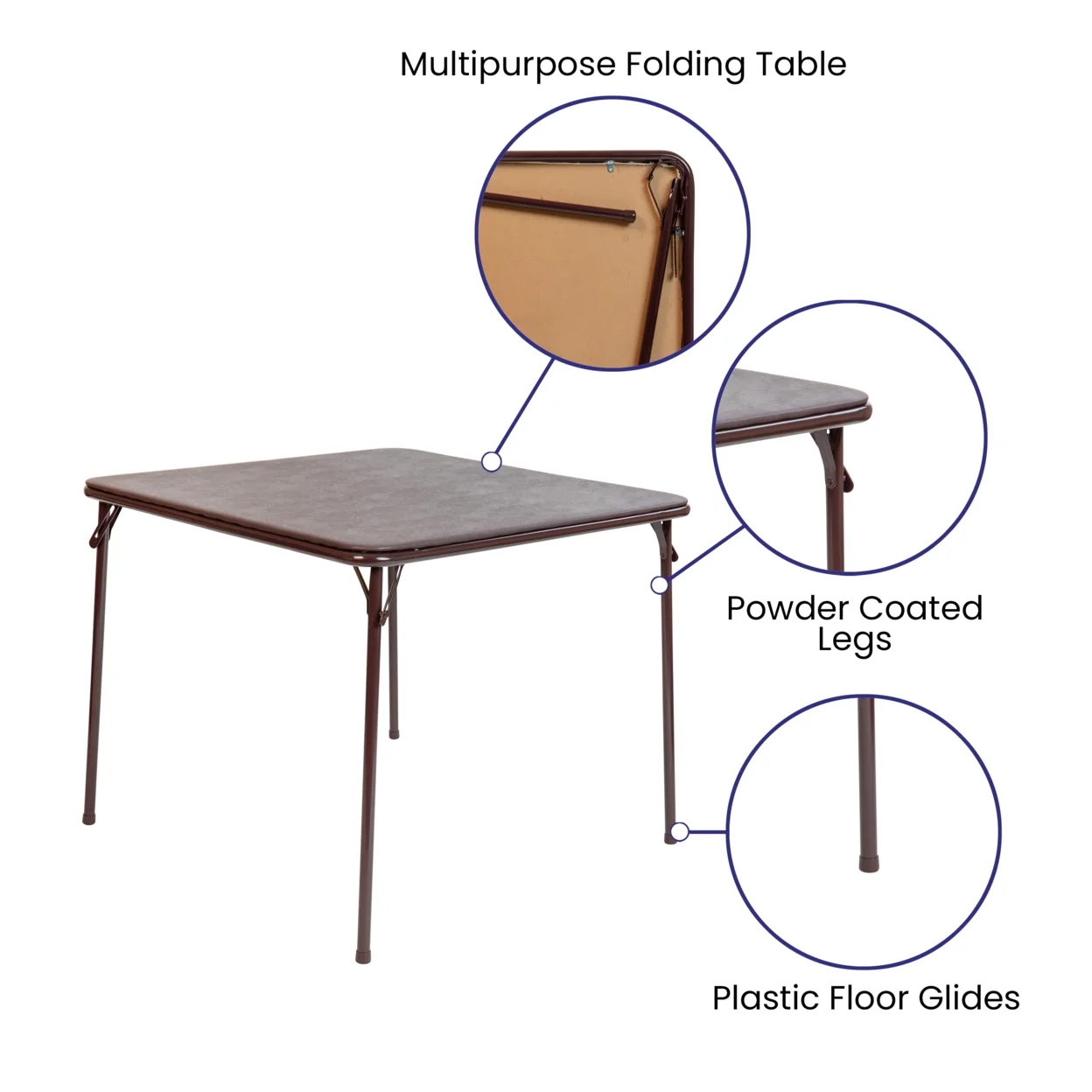 Flash Furniture Brown Folding Card Table - Lightweight Portable Folding Table with Collapsible Legs
