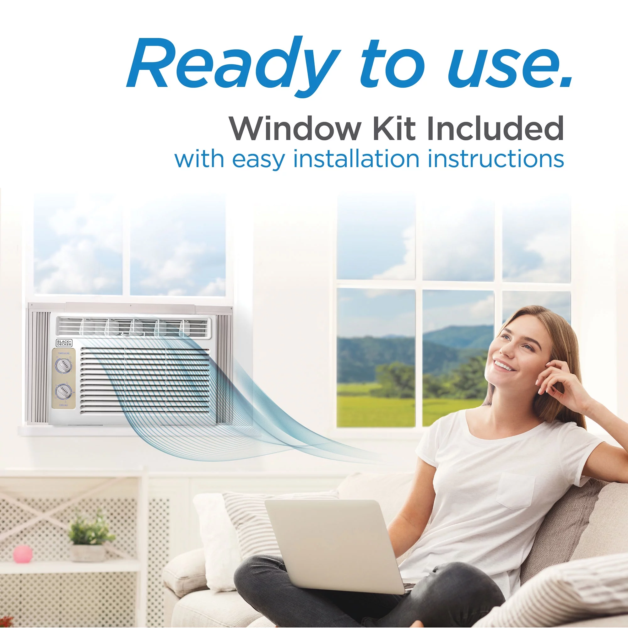 BLACK+DECKER BD05MWT6 Window Air Conditioner 5000 BTU, Cools up to 150 Square feet, White
