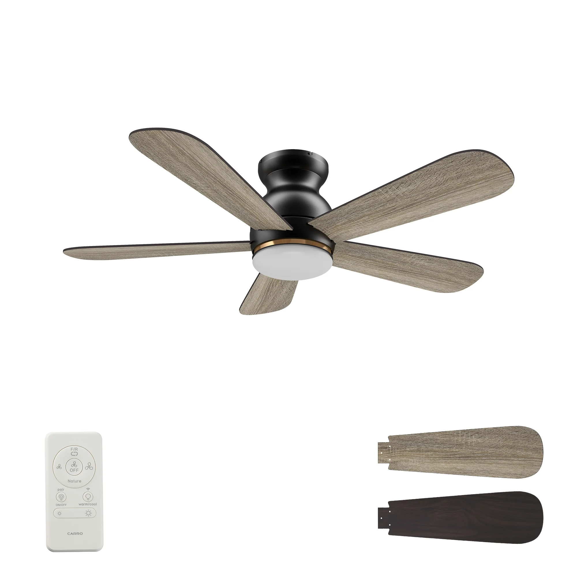 48' Smaair Flush Mount Ceiling Fan with Dimmable LED Remote 10 Speed DC Motor Reversible Blade