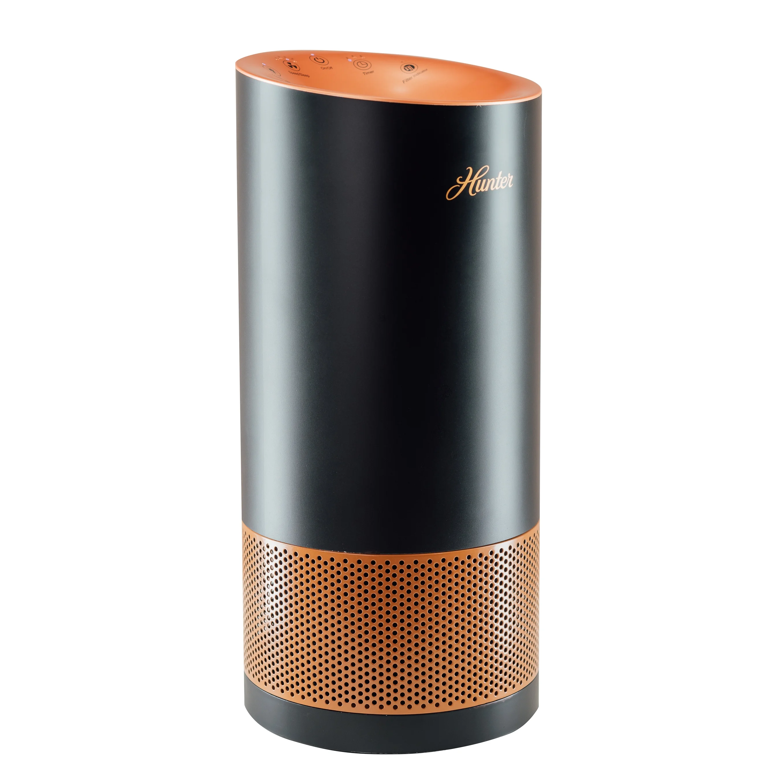 Hunter HP400 Round Tower Air Purifier for Small Rooms Features EcoSilver Pre-Filter, True HEPA Filter, Multiple Fan Speeds, Soft Touch Digital Control Panel, Sleep Mode, Timer, Accent Light