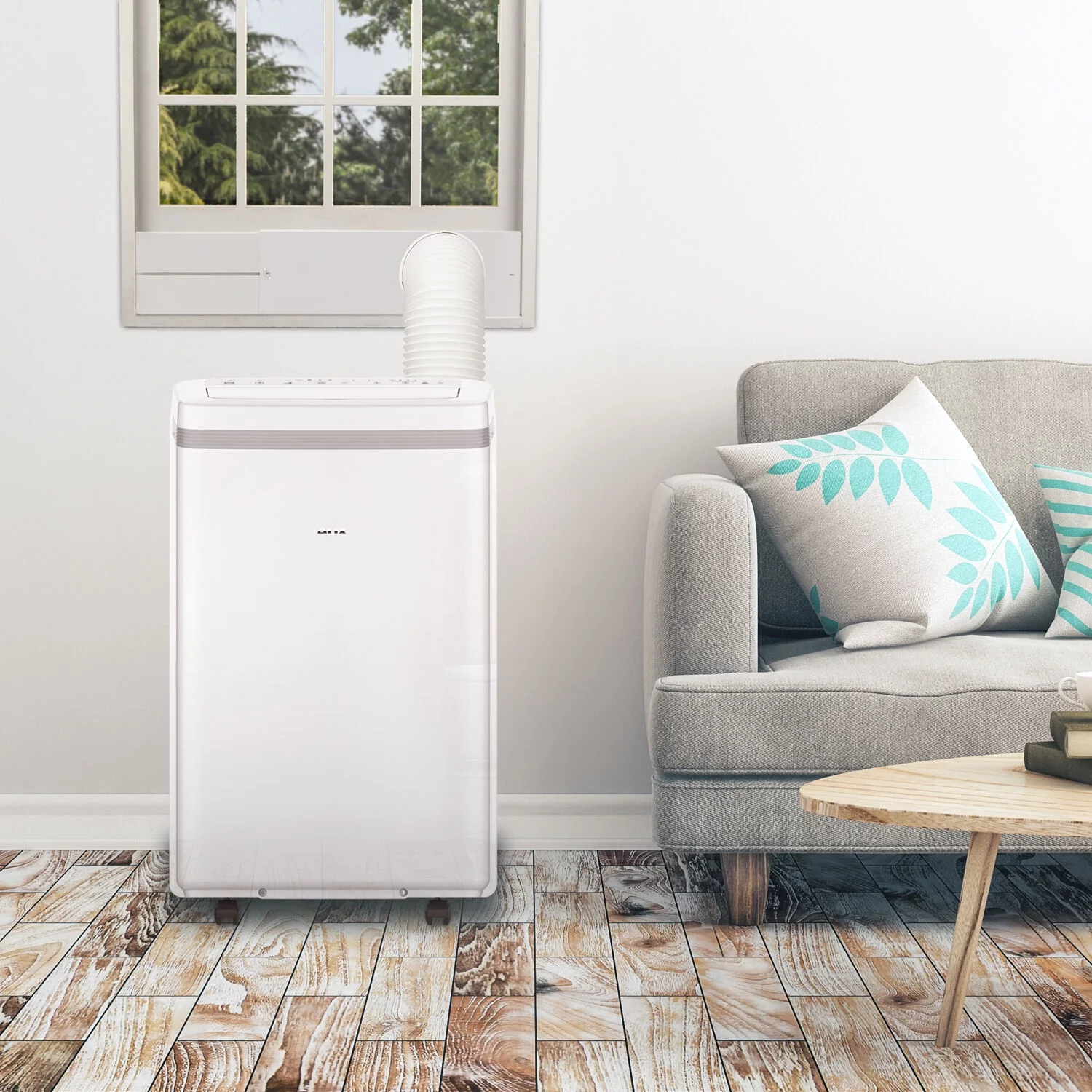 AuxAC 115V 10,000 BTU Portable Air Conditioner with Wheels for Rooms up to 275 Sq.ft