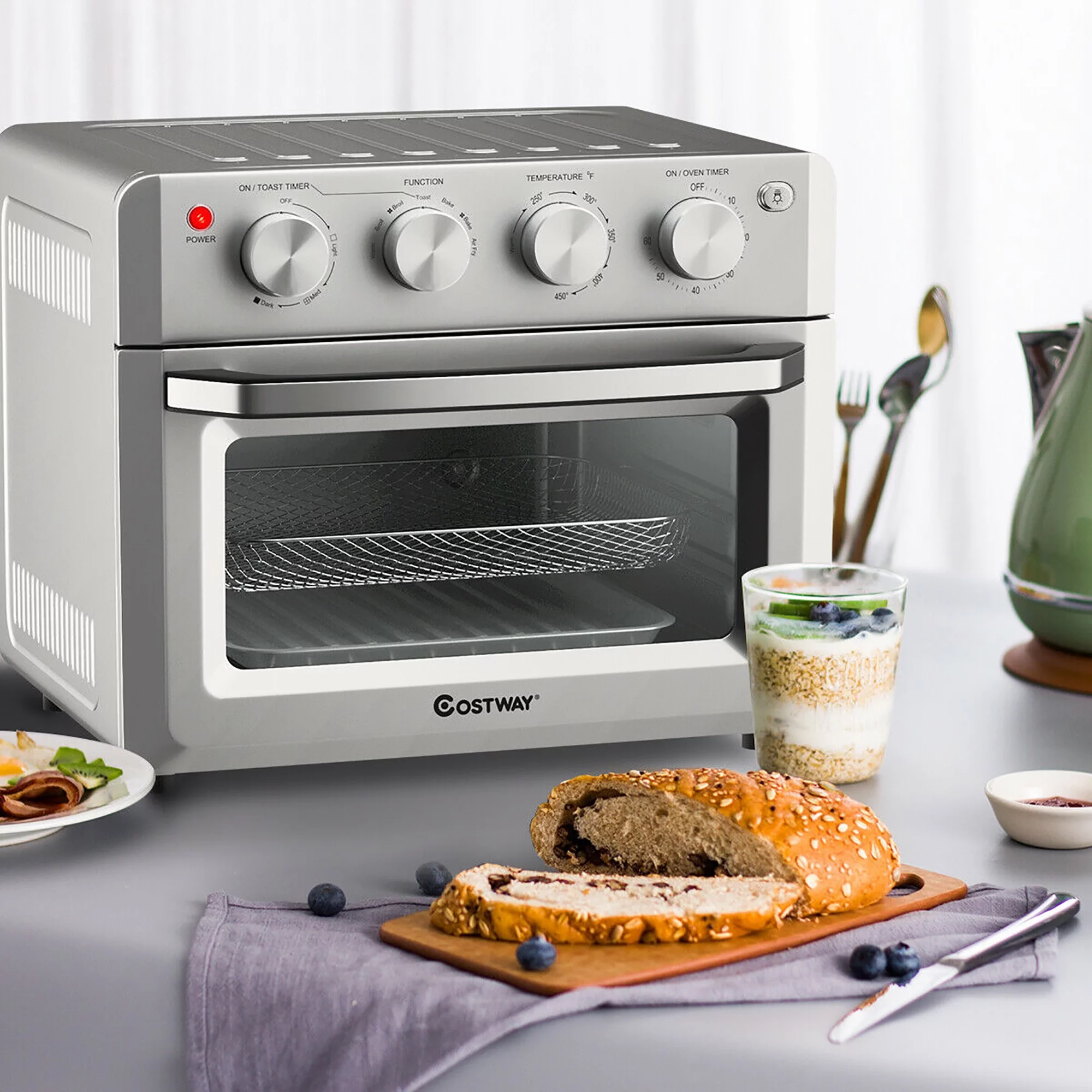 Costway 7-in-1 Air Fryer Toaster Oven 19 QT Dehydrate Convection Ovens w/ 5 Accessories