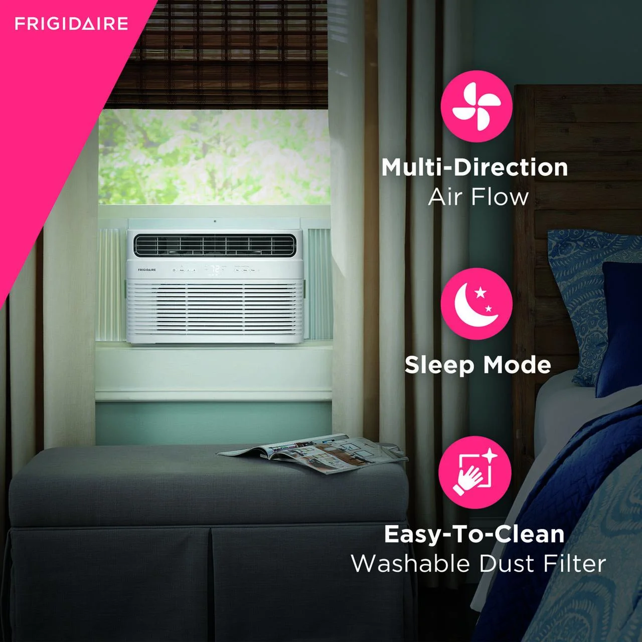 Frigidaire 12,000 BTU 550 sq ft Window Air Conditioner with Remote, White, FHWC124WB1