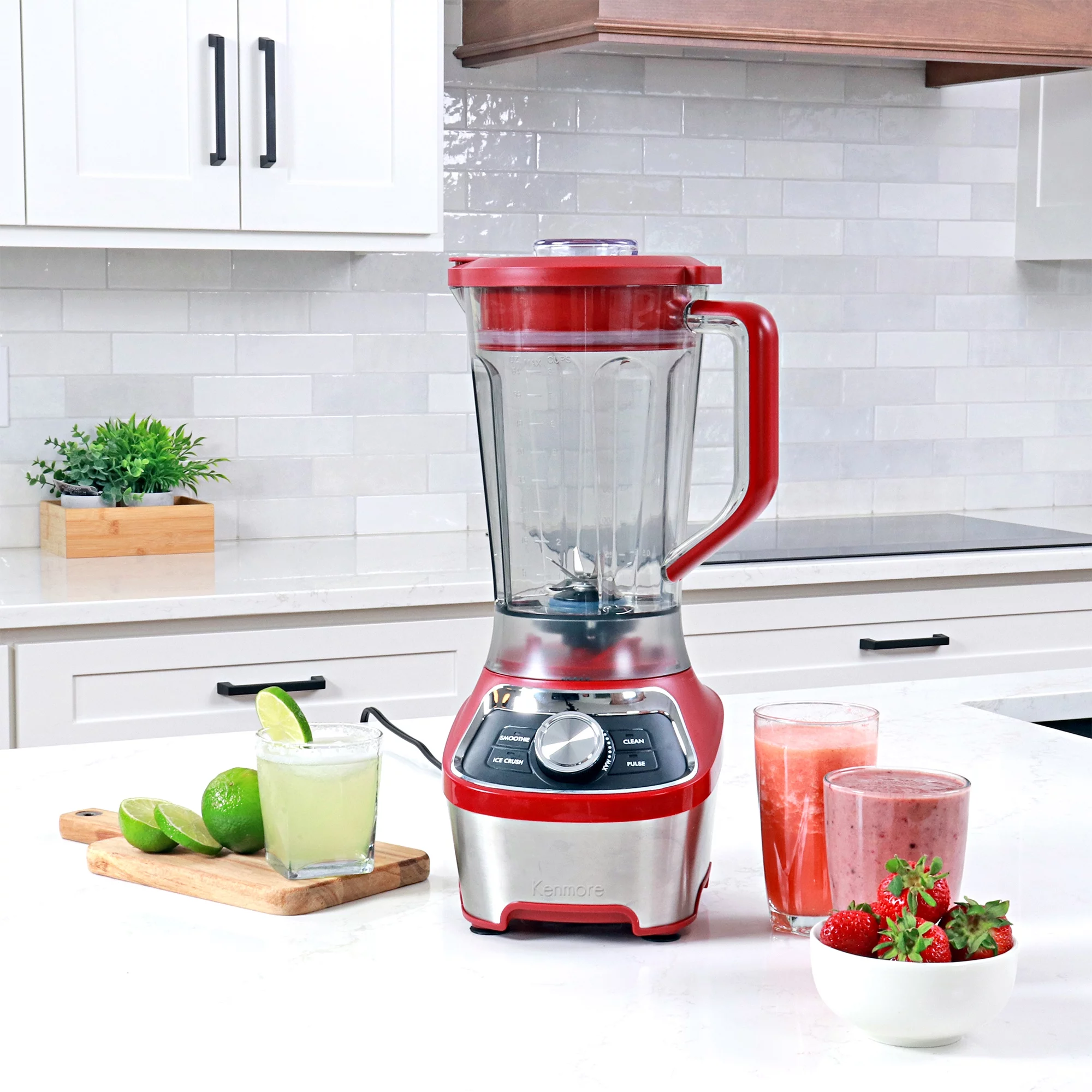 Kenmore 64 oz Stand Blender, 1200W, Smoothie and Ice Crush Modes, Red