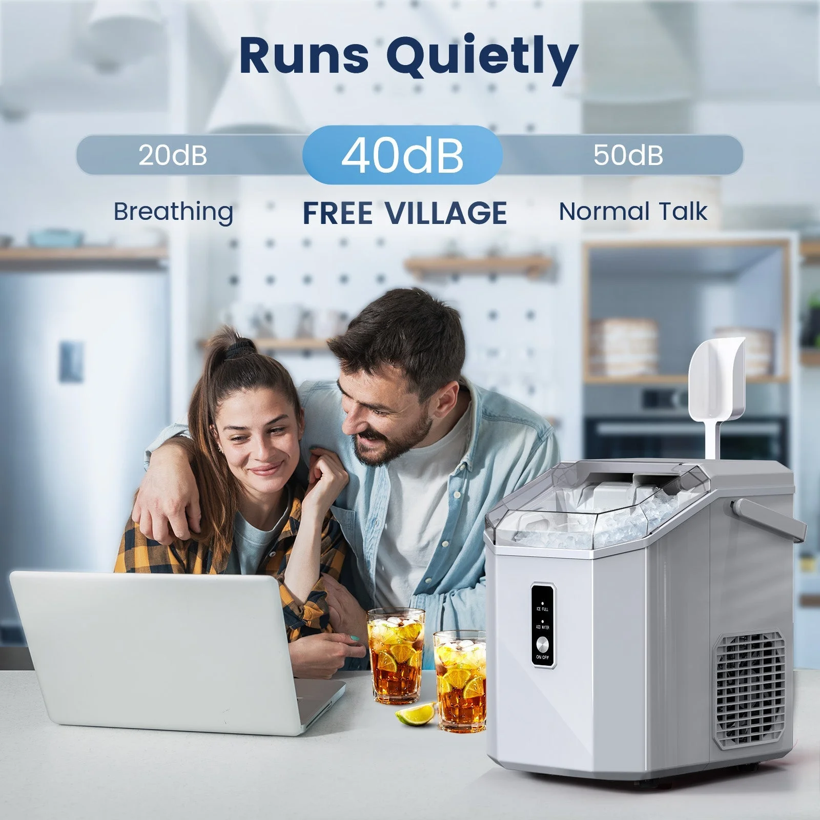 Fornido Nugget Ice Maker Countertop, Pebble Ice Maker with 11000pcs/35lbs Soft Chewy Pellet Ice/Day, Self-Cleaning, Quiet Operation, Portable Ice Makers Countertop��Grey��