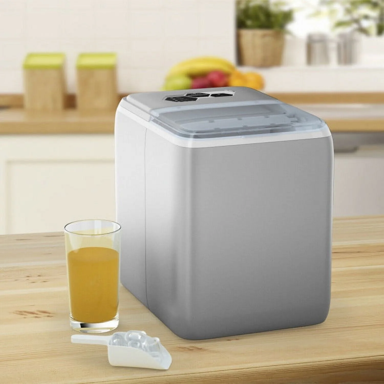 Kadyn Countertop Ice Maker, Ice Machine, Portable Ice Maker, 44 lbs Portable Countertop Ice Maker Machine with Scoop-Silver