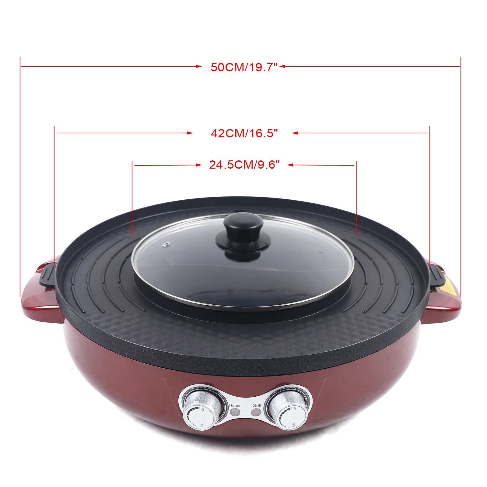 Kitchen 2 in1 Electric Smokeless Grill Hot Pot Barbecue Pan Frying Cooking Tool 2200W