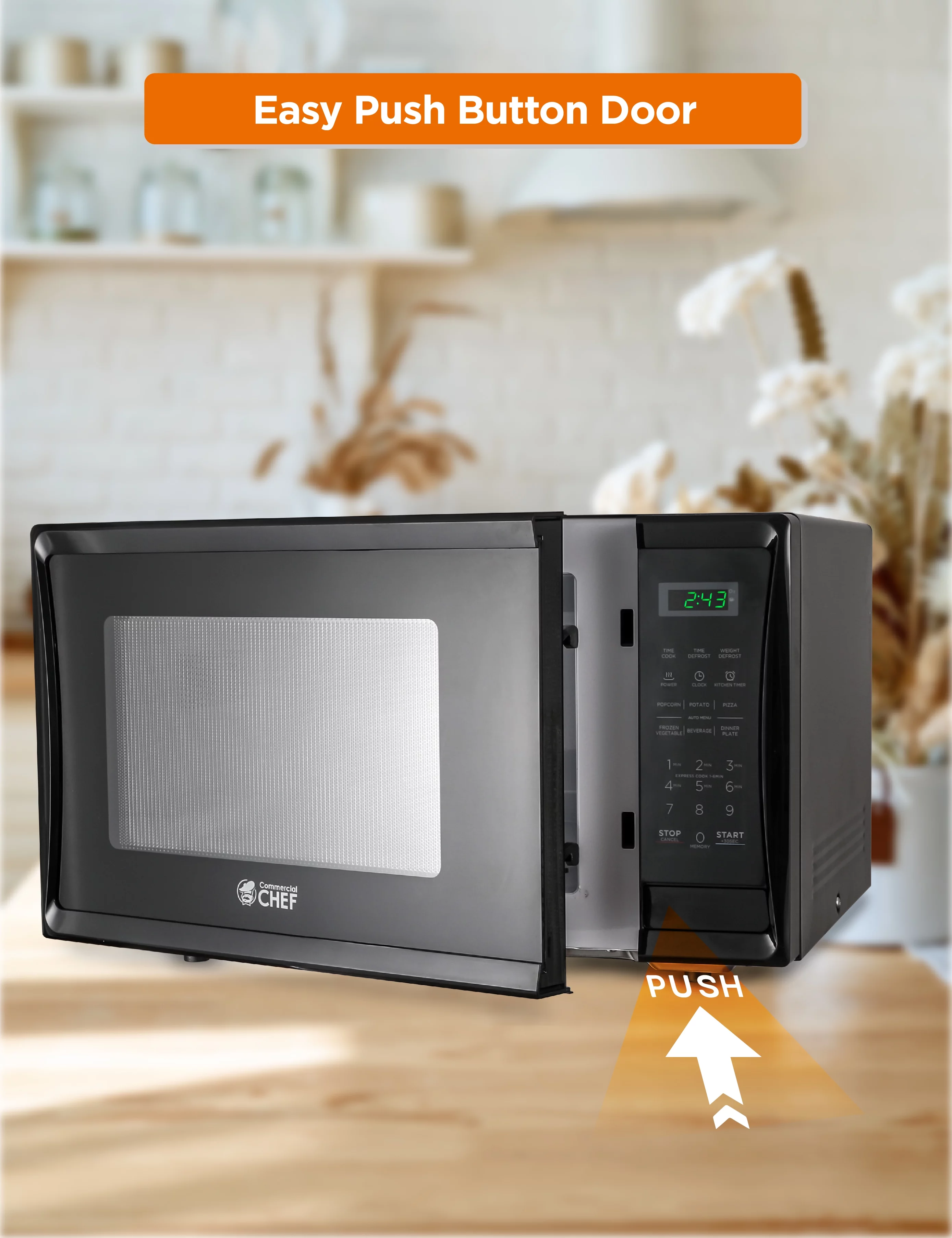 COMMERCIAL CHEF CHM11MB 1.1 cu. ft. Countertop Microwave with Digital Display, Black