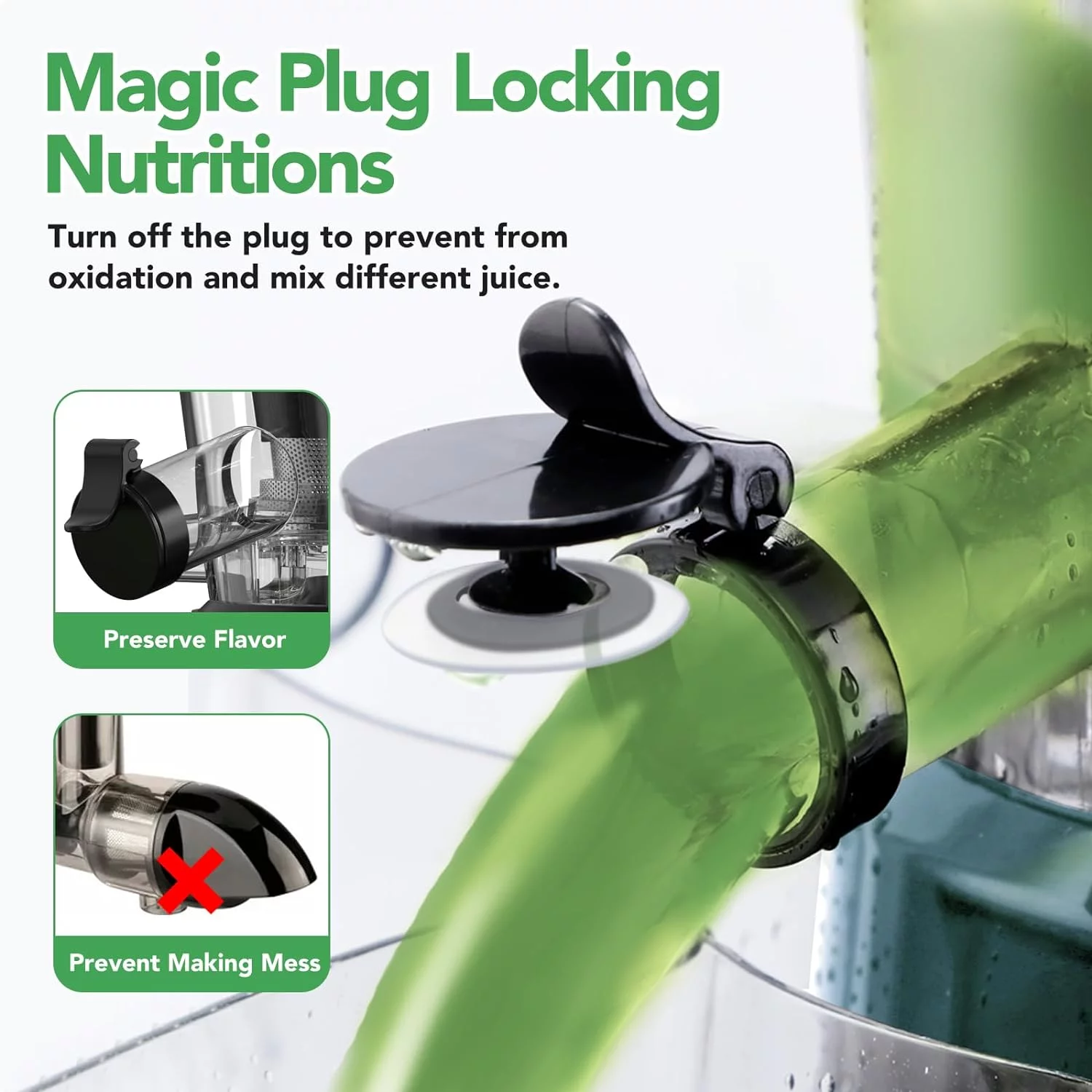 Juicer Machines, Aeitto? Slow Masticating Juicer Pro, Wide-mouthed 3.3-in Chute Cold Press Juicer, Reverse Function, High Juice Yield Extractor, Fruits and Vegetables | BPA Free | Quiet, Green