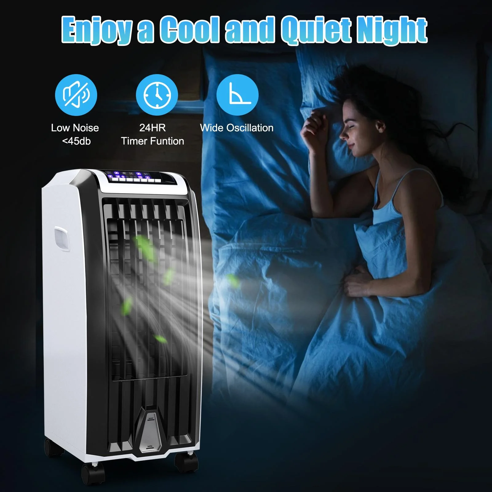 Giantex Evaporative Cooler, Portable 4-in-1 Air Conditioner w/Humidifier & Anion, Bladeless Electric Fan for Home Office