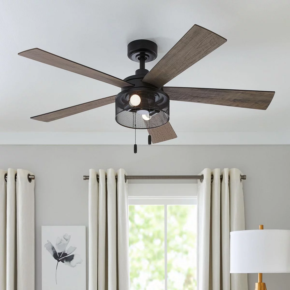 Better Homes & Gardens 52' Black Ceiling Fan, 5 Reversible Blades, LED Light Kit, Reverse Airflow