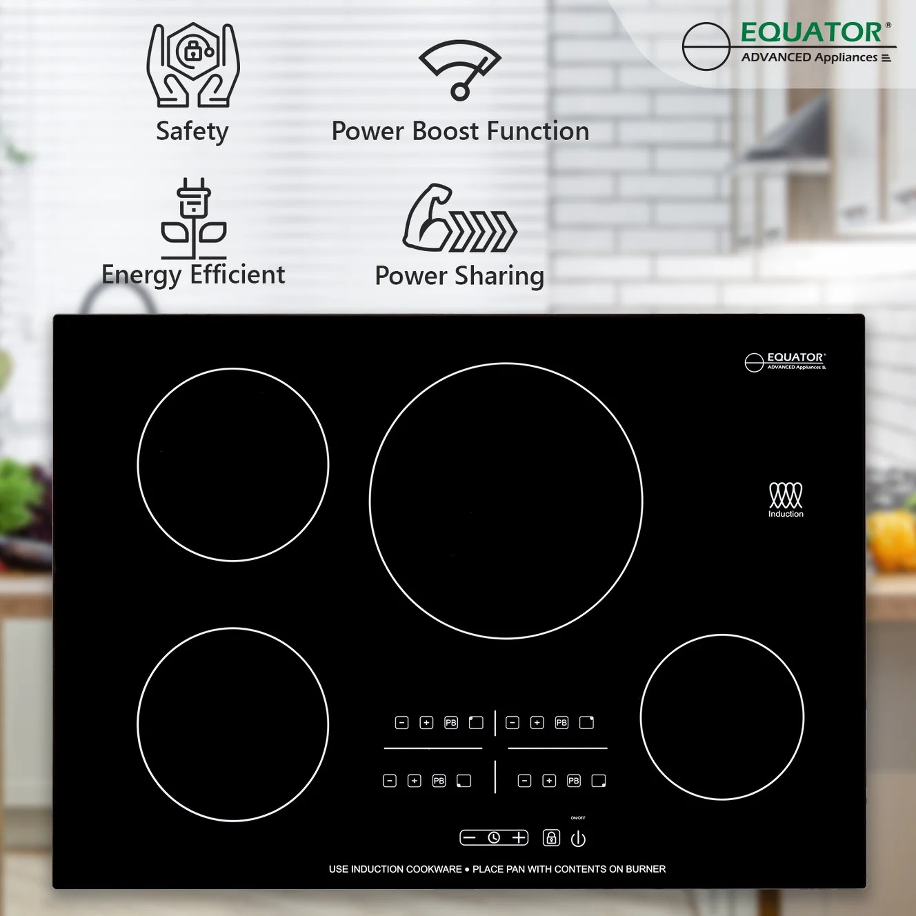 Equator 30' Modern Built-in Stainless Steel Induction Cooktop 4 Burner