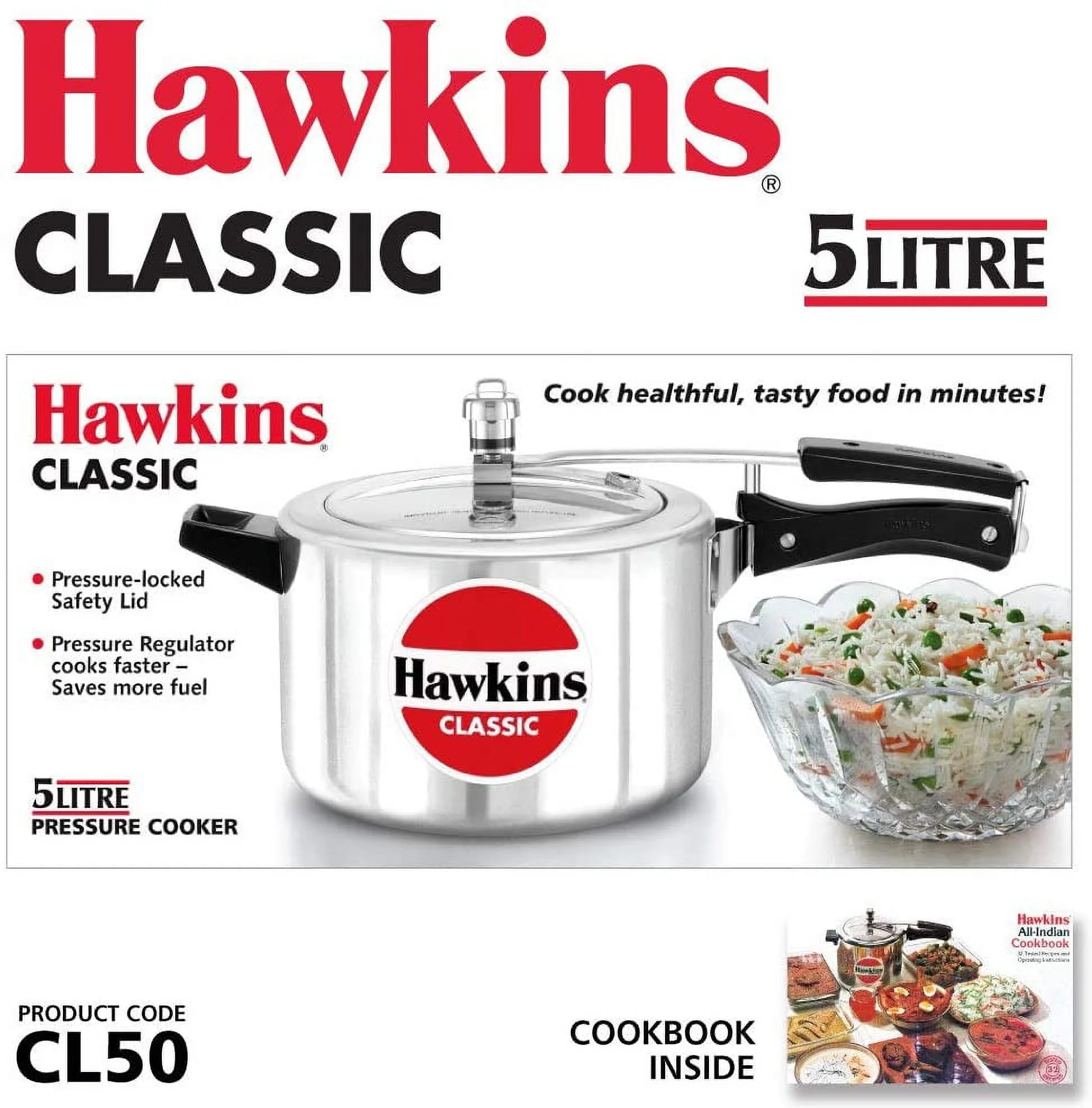 HAWKINSÃ¯Â¿Â½Classic CL50 5-Liter New Improved Aluminum Pressure Cooker, Small, Silver