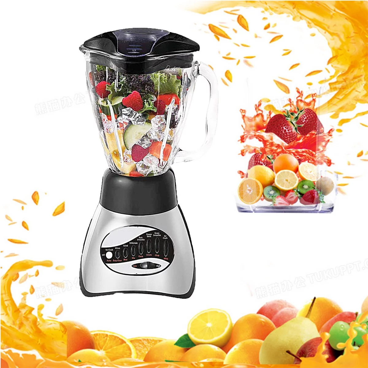 Countertop Blenders for Kitchen - 6-Speed Blender for Smoothies Shakes & Drinks with Glass Jar (Black)