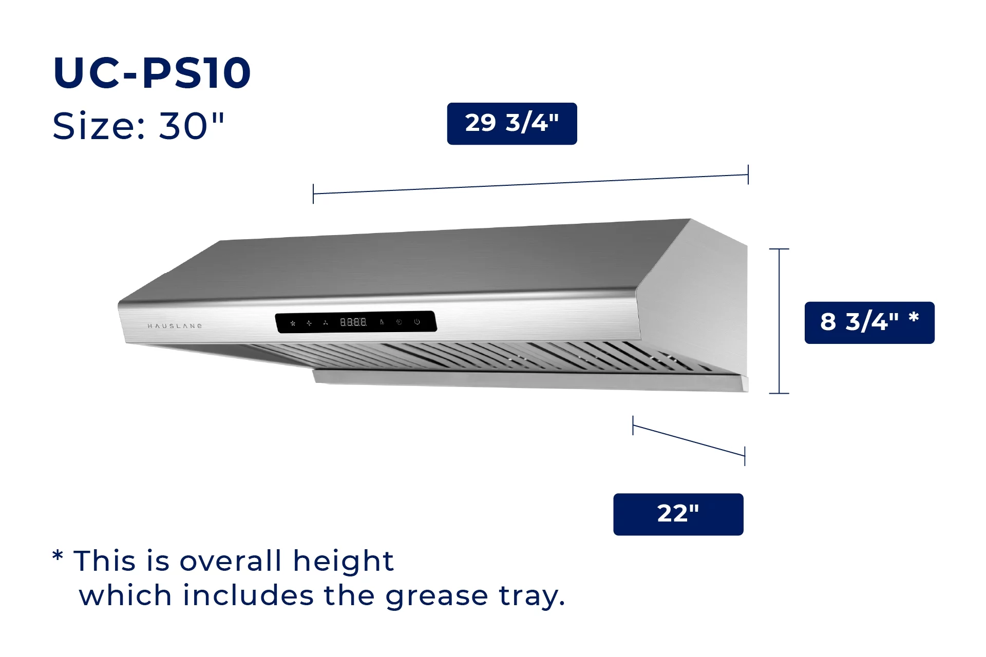 Hauslane|Chef Series PS10 30-inch Under Cabinet Range Hood | Stainless Steel | Delay Auto-Shut Feature | Bright LED Lights | 3 Speed Settings | Professional Suction