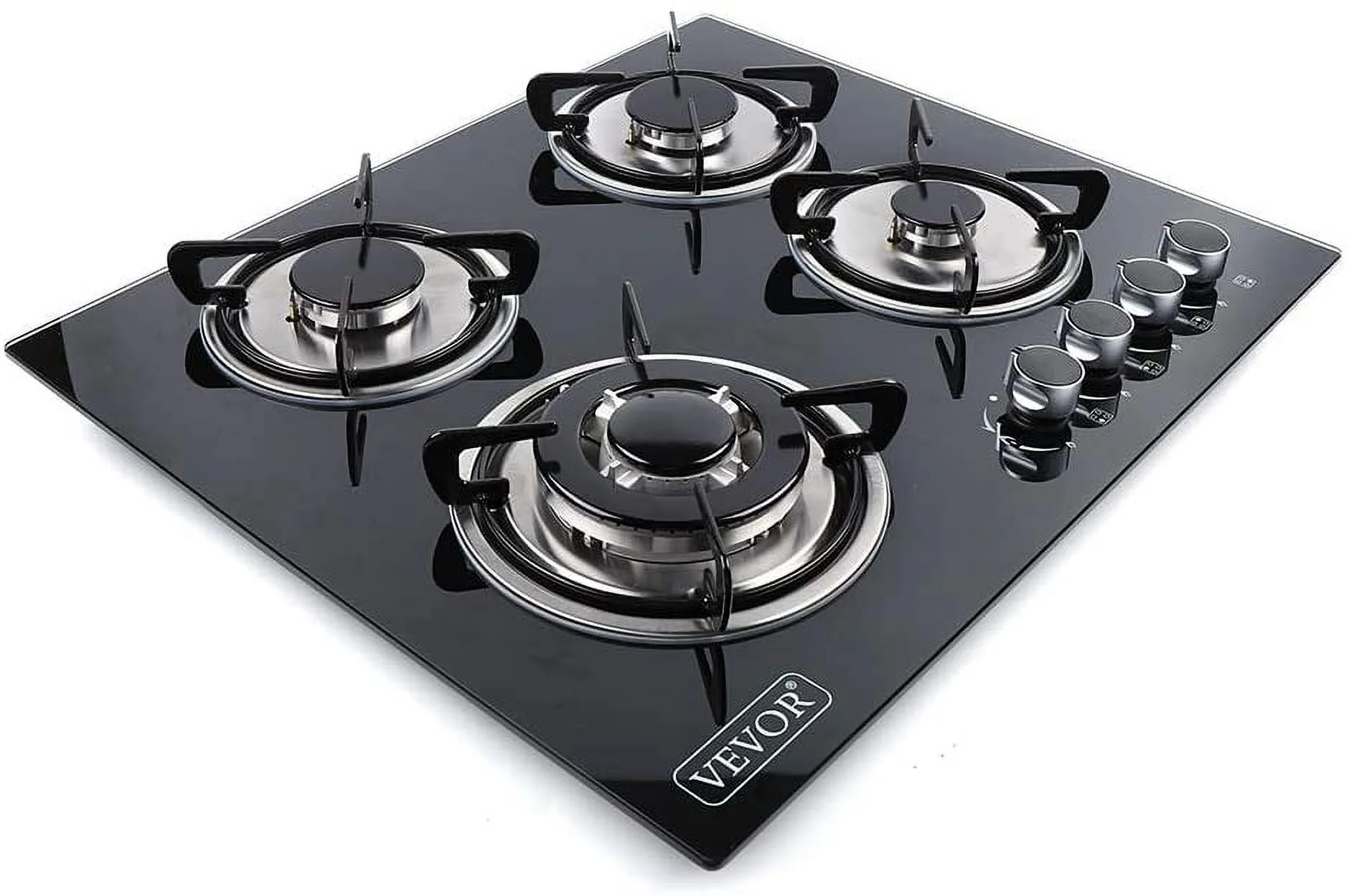 23' Gas Cooktop 4 Burners Built-in Gas Stove Tempered Glass Gas Cooker